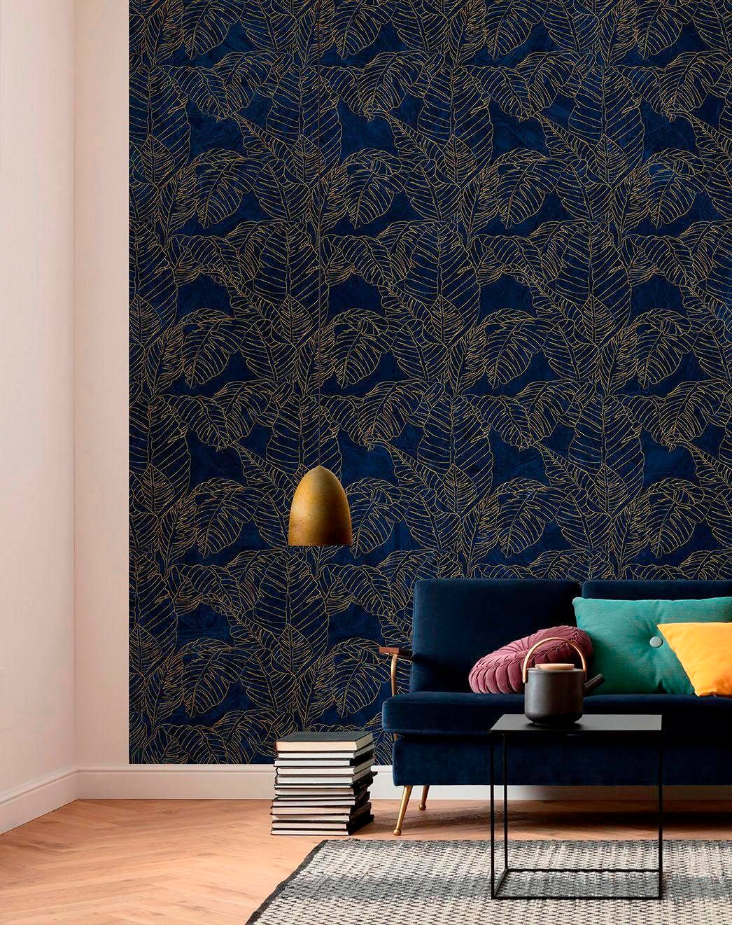 Komar Papier peint intissé »Digitaldruck Vlies -  Feuille d'Or - Grösse 200 x 280 cm« imprimé Wohnzimmer, Schlafzimmer