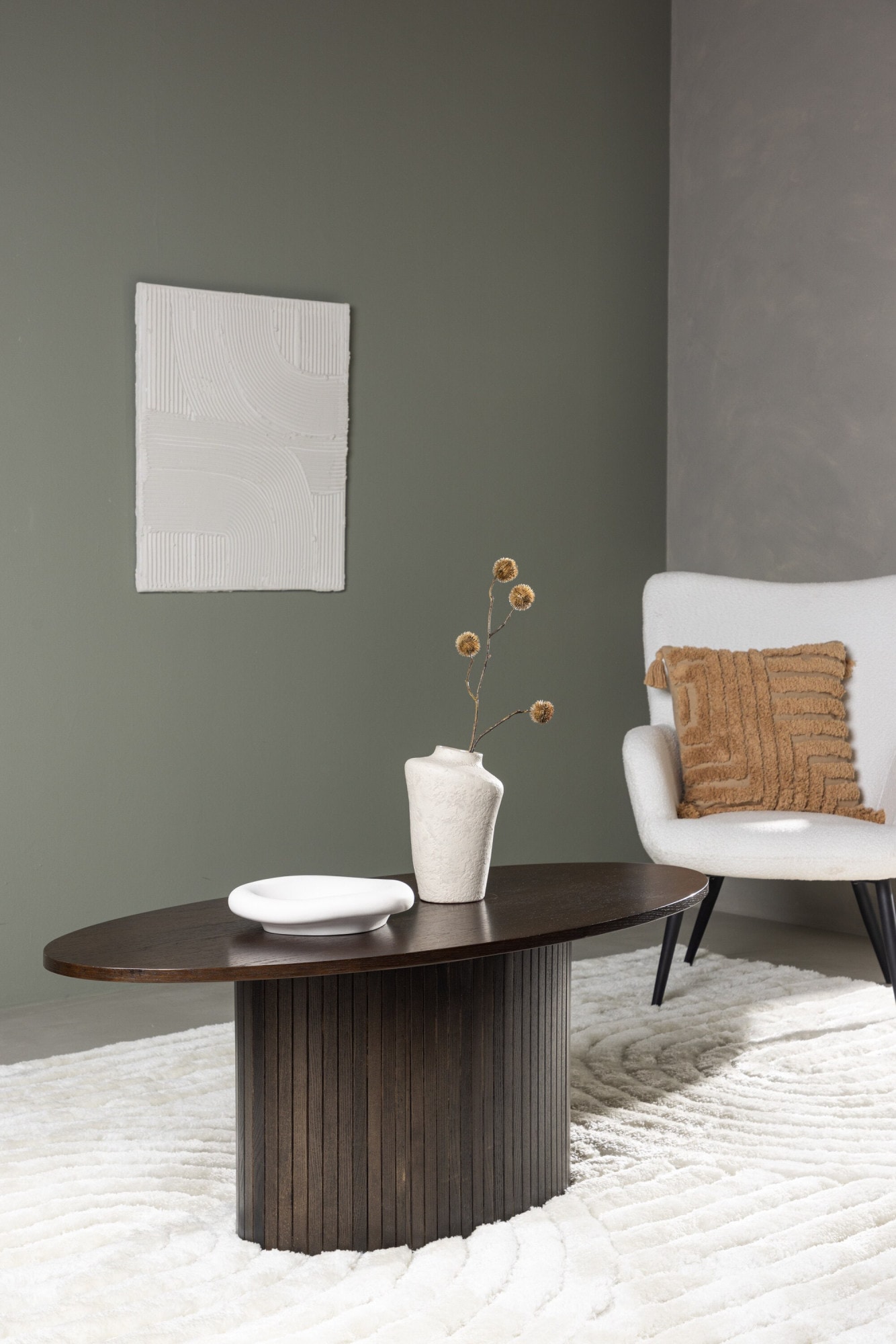 Venture Home Table basse »Bianca, ovaler Couchtisch in warmem Mokka, 120 × 55 cm« Table basse, MDF, teinté, ovale, confortable, cosy