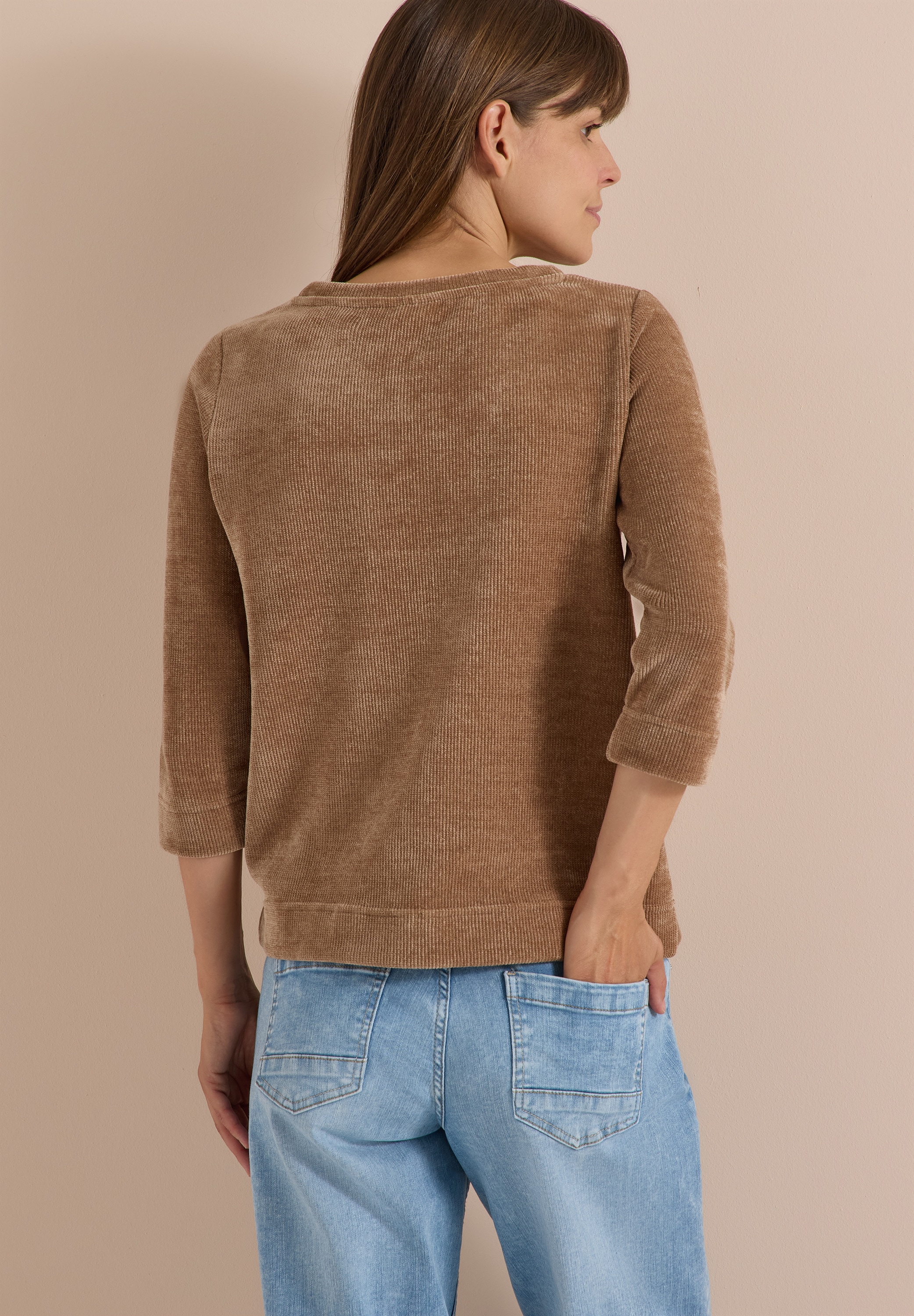 Cecil 3/4-Arm-Shirt aus Cord mit Boat Neck