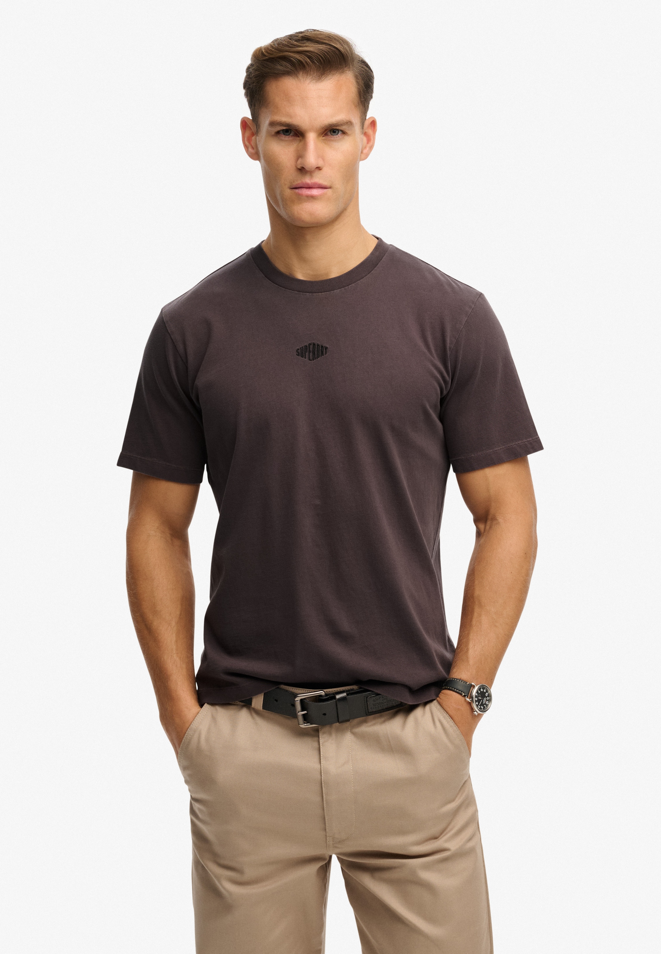 Superdry Shirt à col rond »MICRO LOGO TSHIRT« mit Micro-Marken-Logo