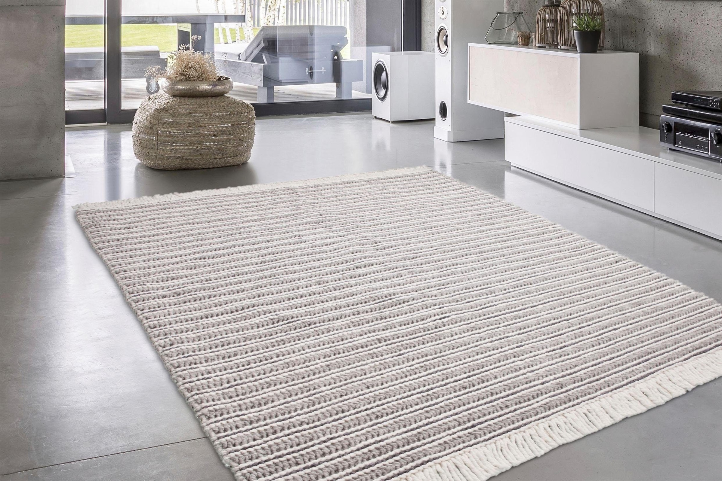 calo-deluxe Teppich »Bature 200« rechteckig 10 mm Höhe Wolle mit Viskose und Fransen, Wohnzimmer