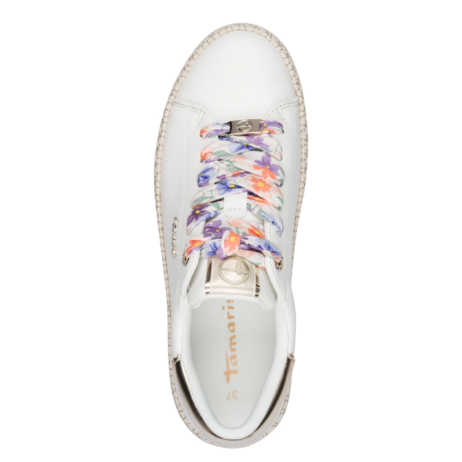 Tamaris Baskets à plateforme  chaussure décontractée, chaussure basse, chaussure à lacets avec cordelette textile sur la semelle compensée