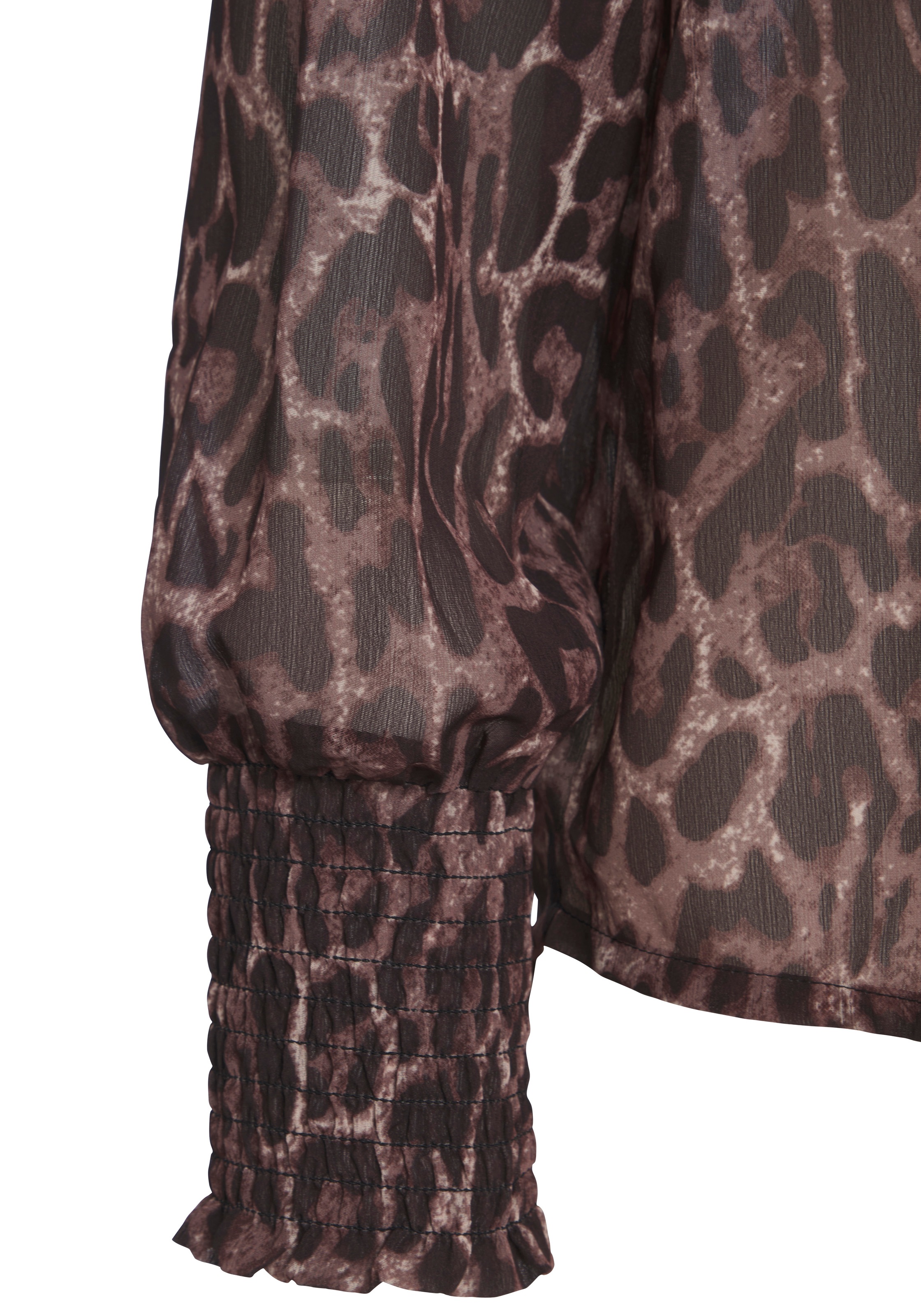 LASCANA Blouse en mousseline avec imprimé léopard et col en V, chemisier femme, élégant-chic