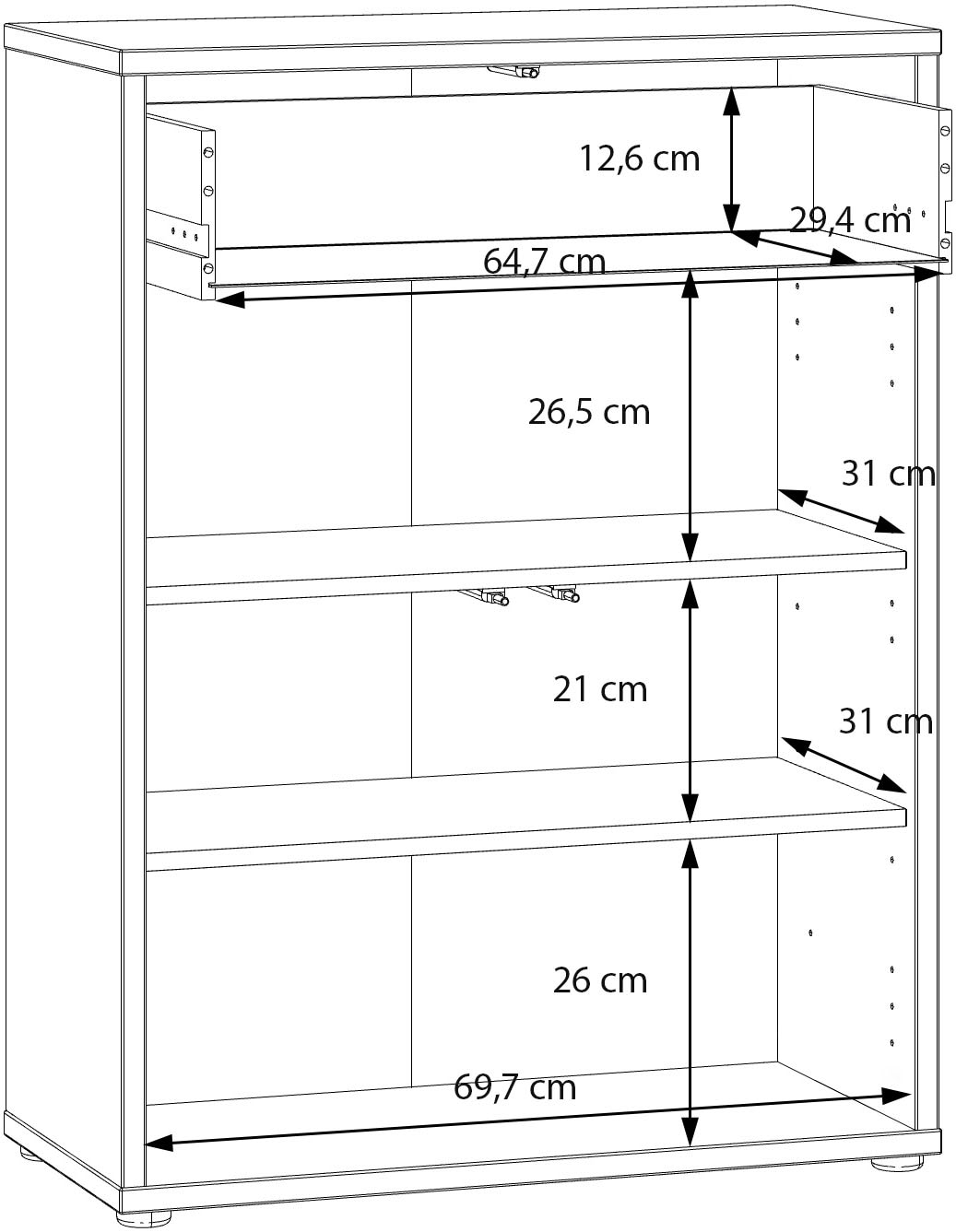 FORTE Armoire à chaussures »Alice Springs« L/H/P 74,5/99,1/34,9 cm Push to open, 12 paires de chaussures