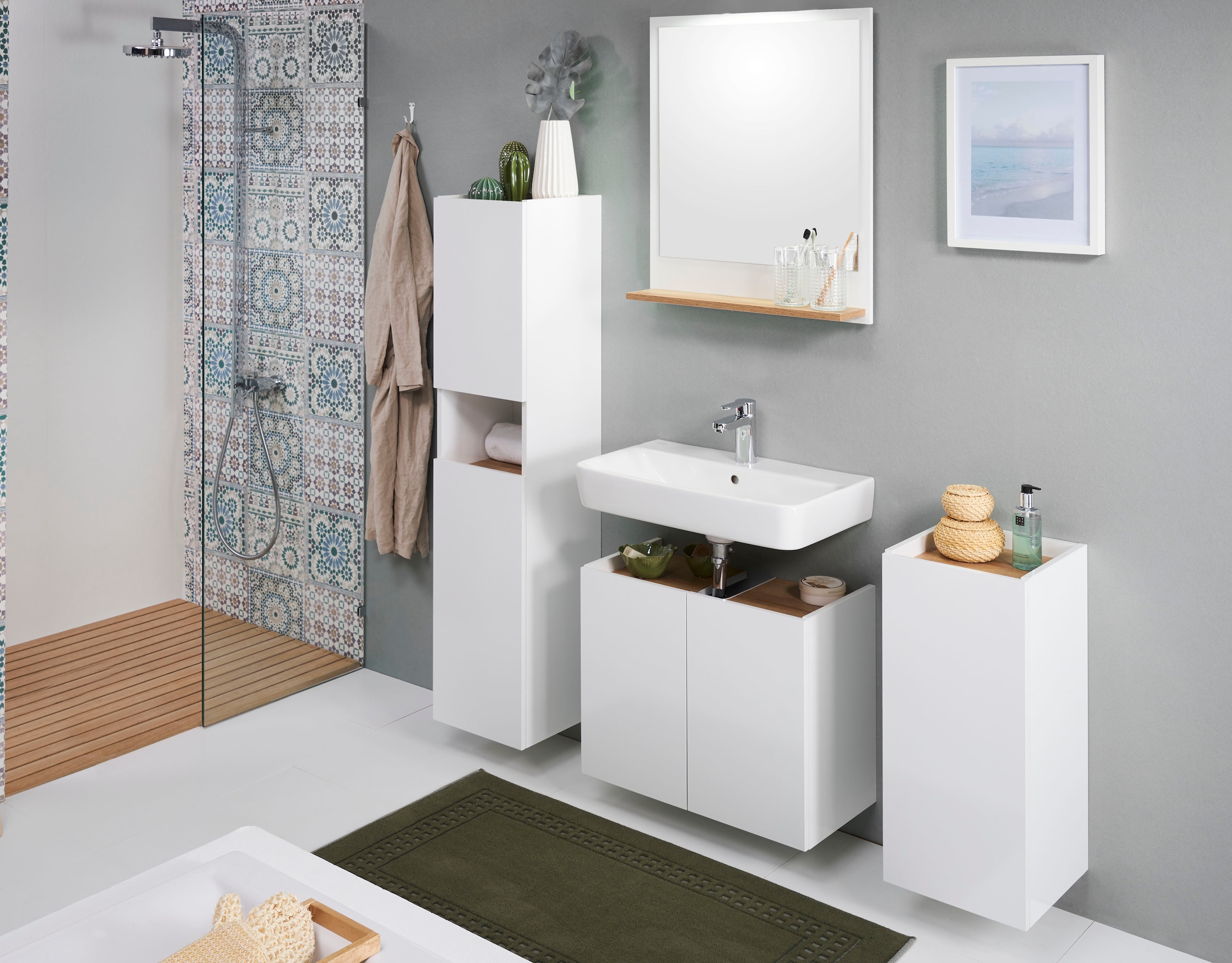 Saphir Ensemble de meubles de salle de bain »Quickset 947 2-teilig, Waschbeckenunterschrank mit Spiegel« 2 cuis tlg.
