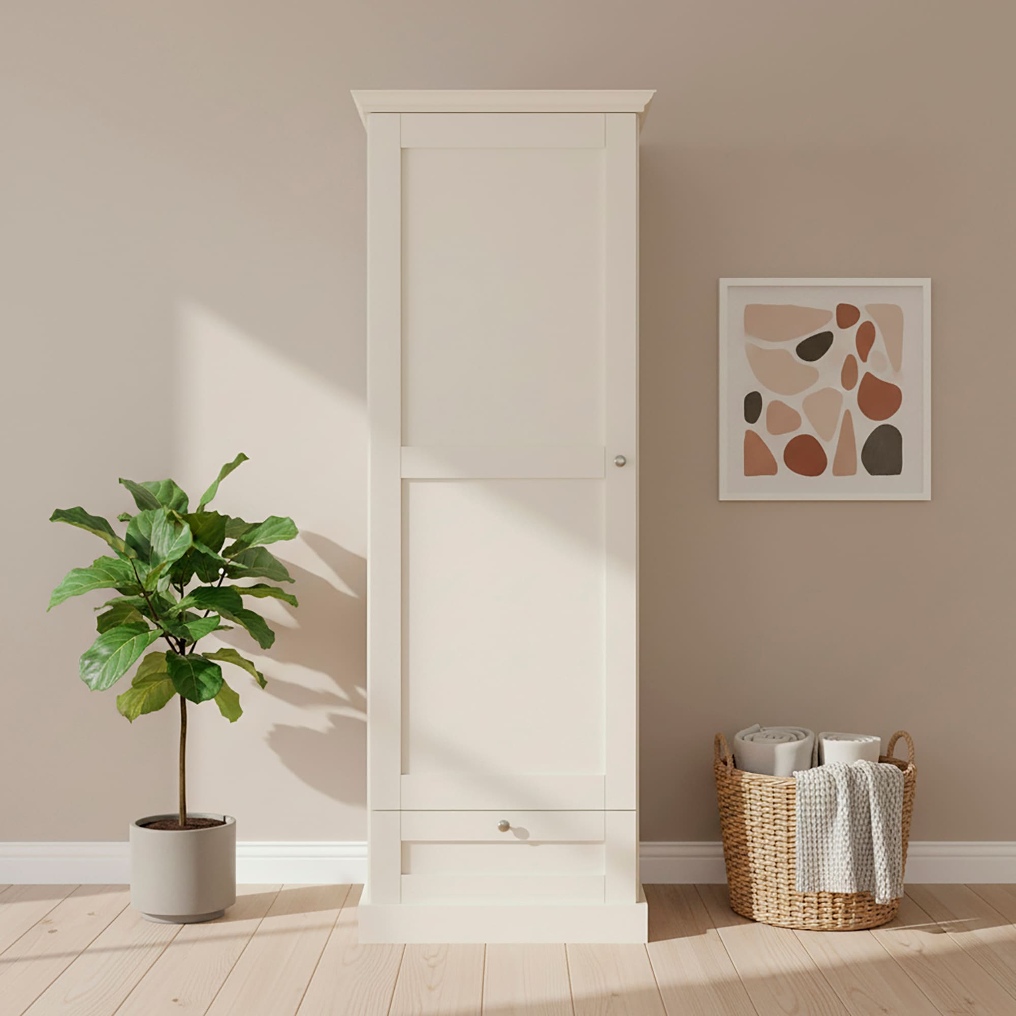 GOODproduct Armoire vestiaire »Binz Flurschrank mit 1 Tür, 1 Schublade und ausziehbare Kleiderstange« Nombreuses possibilités de rangement, poignées en métal, porte avec cadre, hauteur 180 cm