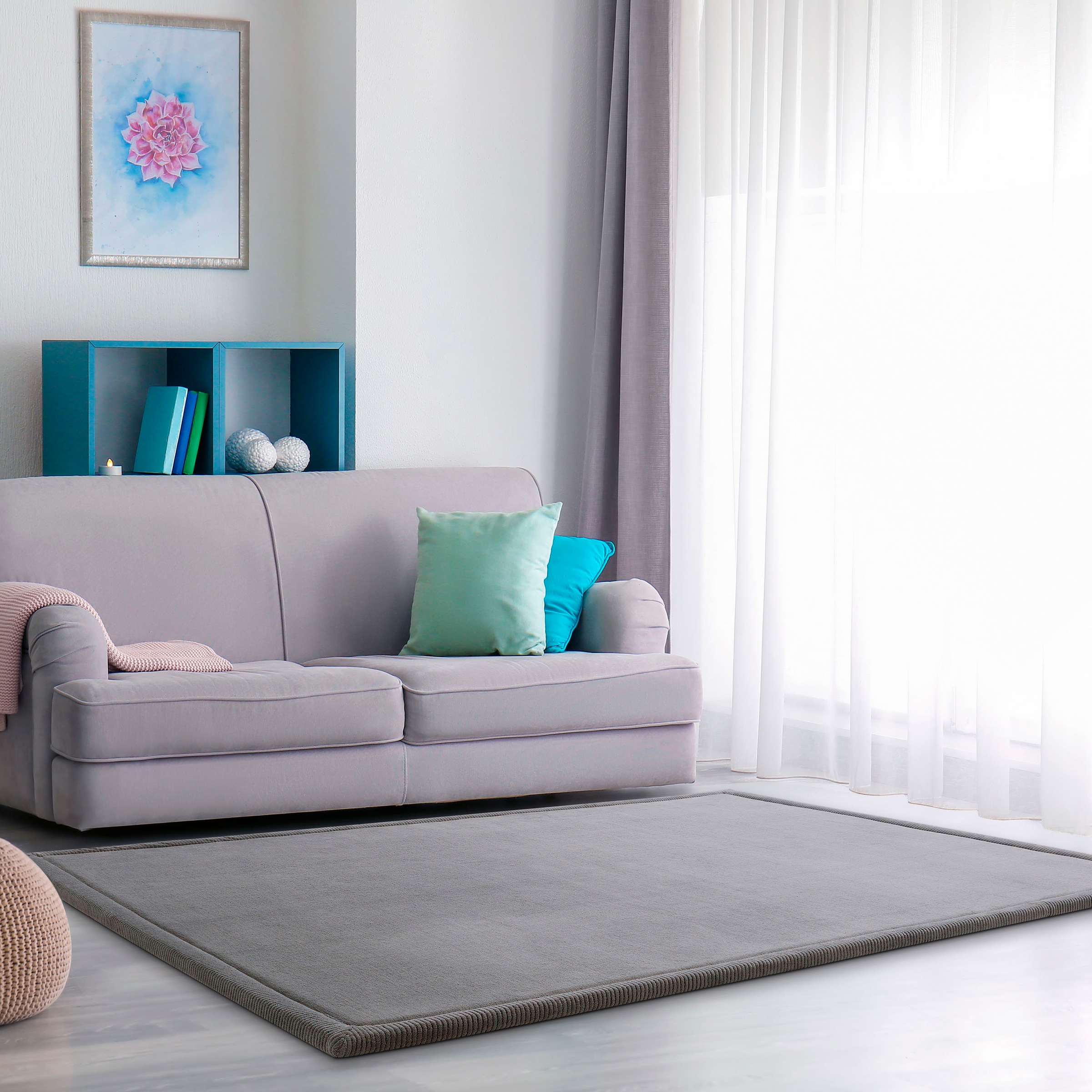 Paco Home Tapis »Tatami 475« Rectangulaire 24 mm Höhe Kurzflor, Uni-Farben, mit Memory Foam, waschbar