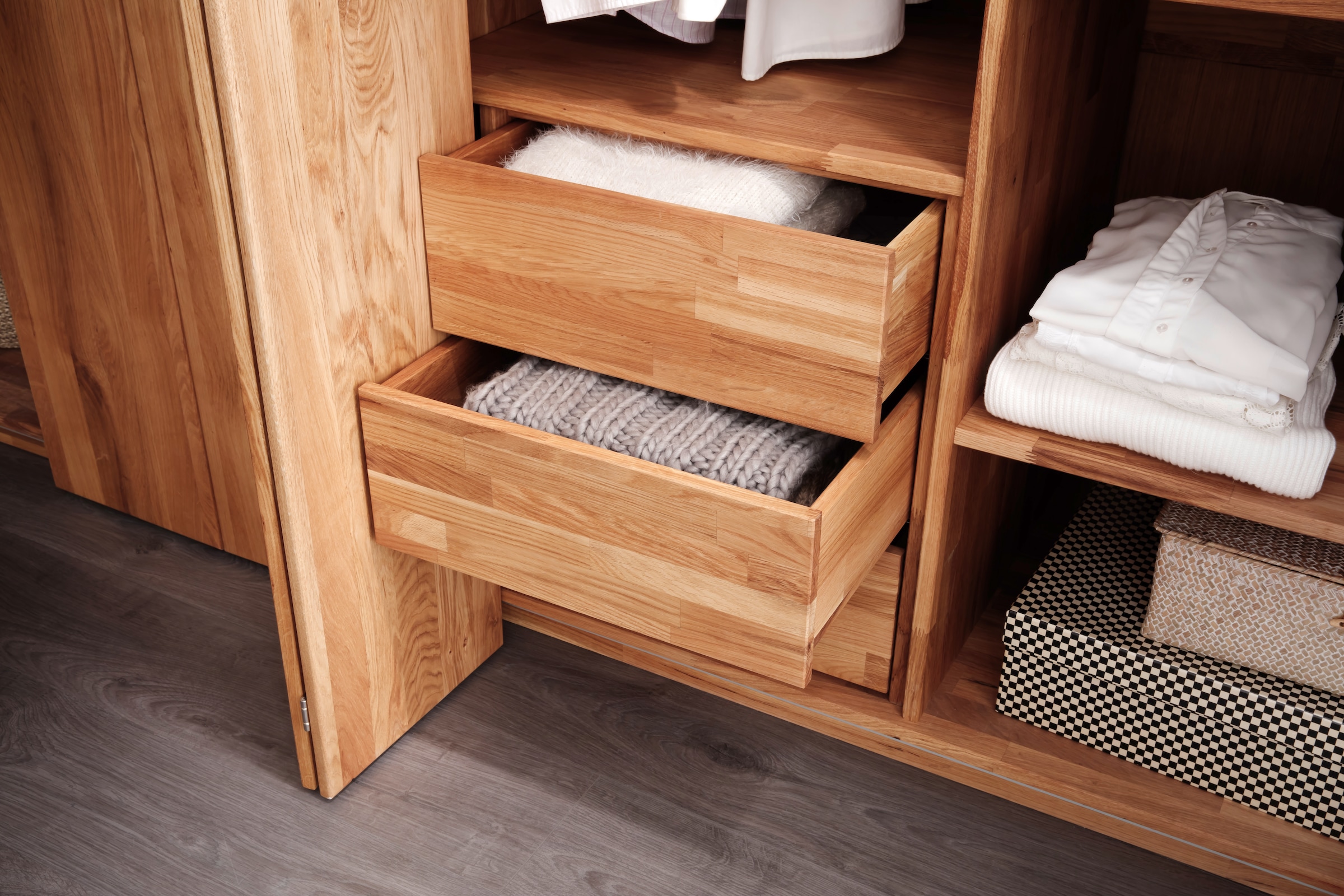 Home affaire Insert pour tiroir »Huven, Stauraum, Aufbewahrung, 3 Schubkasten« Massiv Eiche, viel Stauraum