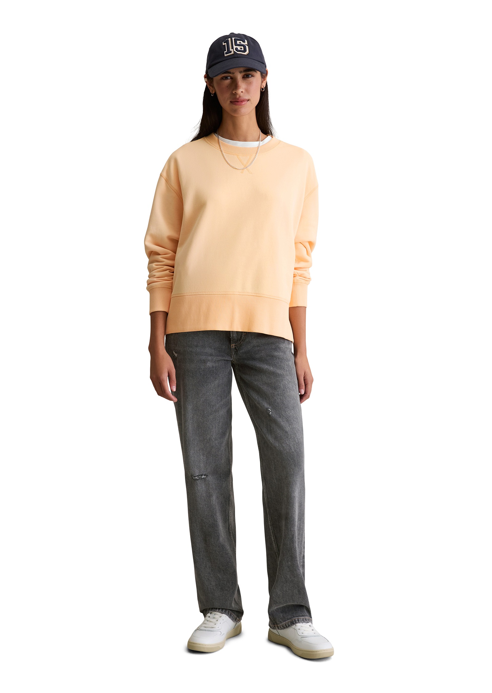 Marc O'Polo DENIM Sweatshirt , basic, lockere Form, mit Seitenschlitzen
