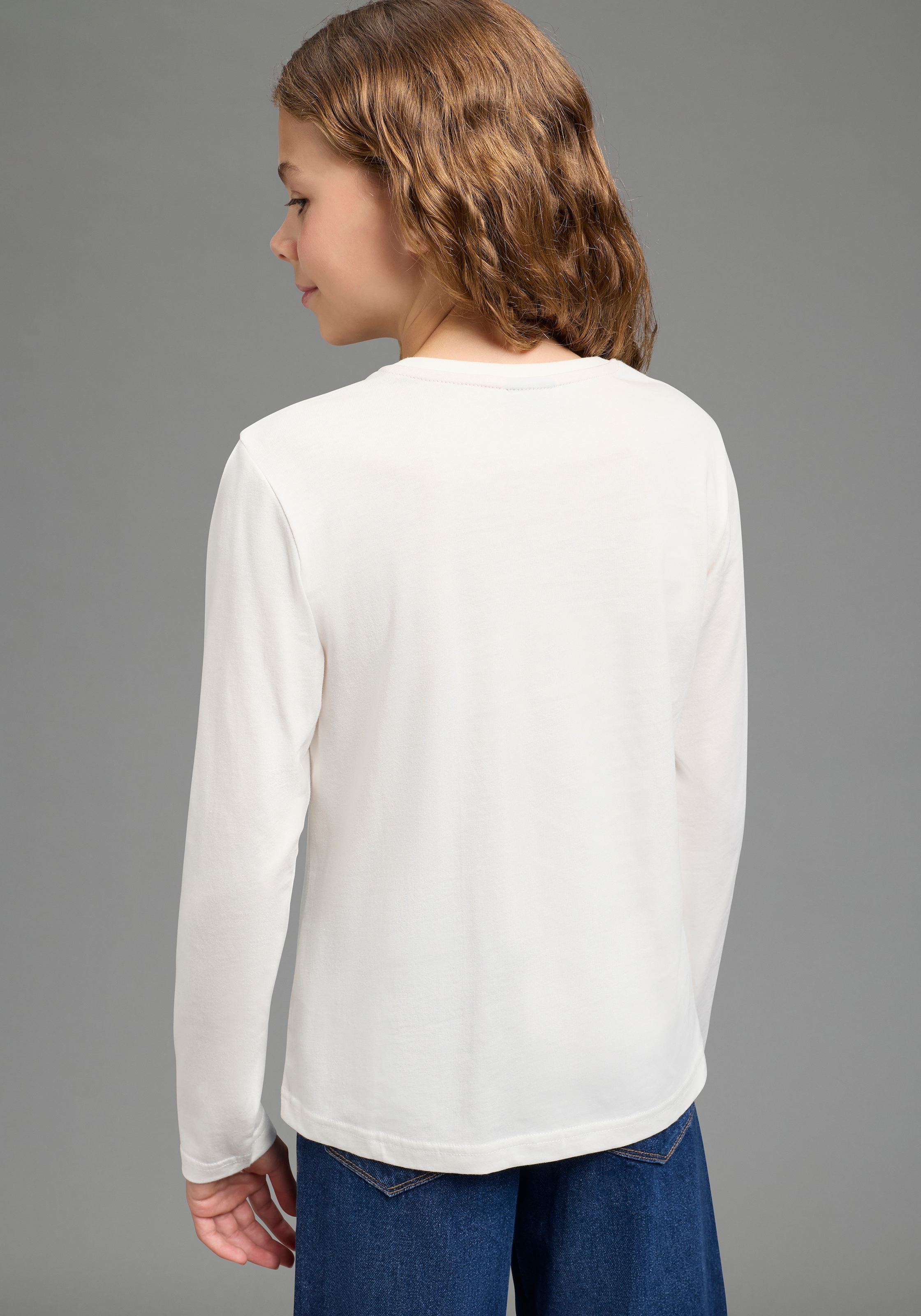 KIDSWORLD Langarmshirt »Shirt mit Frottee-Applikation: DACKEL« Shirt für Dackel-Fans, Basic-Stil, mit modischer Frottee-Applikation