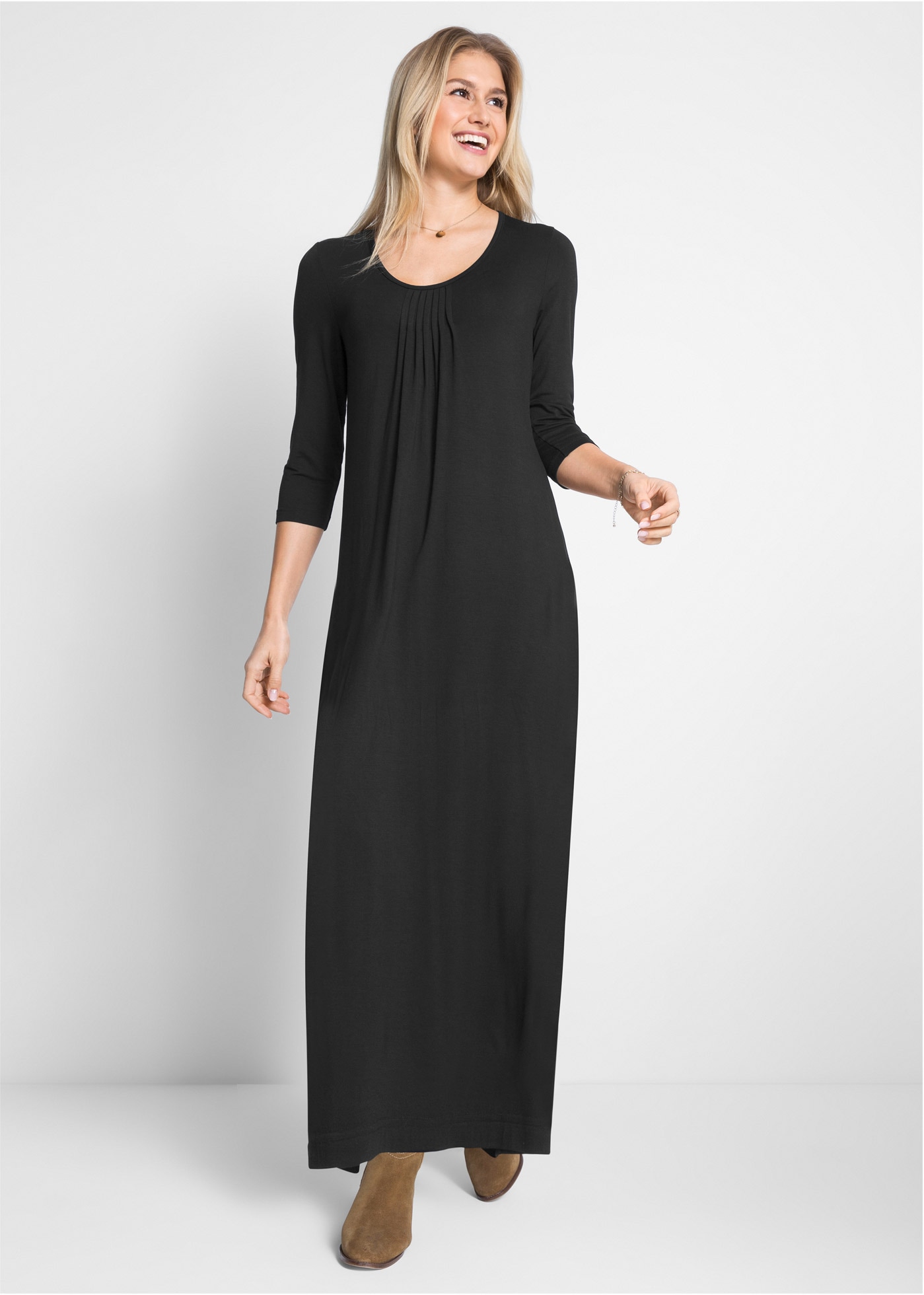 bonprix Maxi robe für Casualmode im Frühjahr und Sommer, A-Linie, mit 3/4-Ärmeln