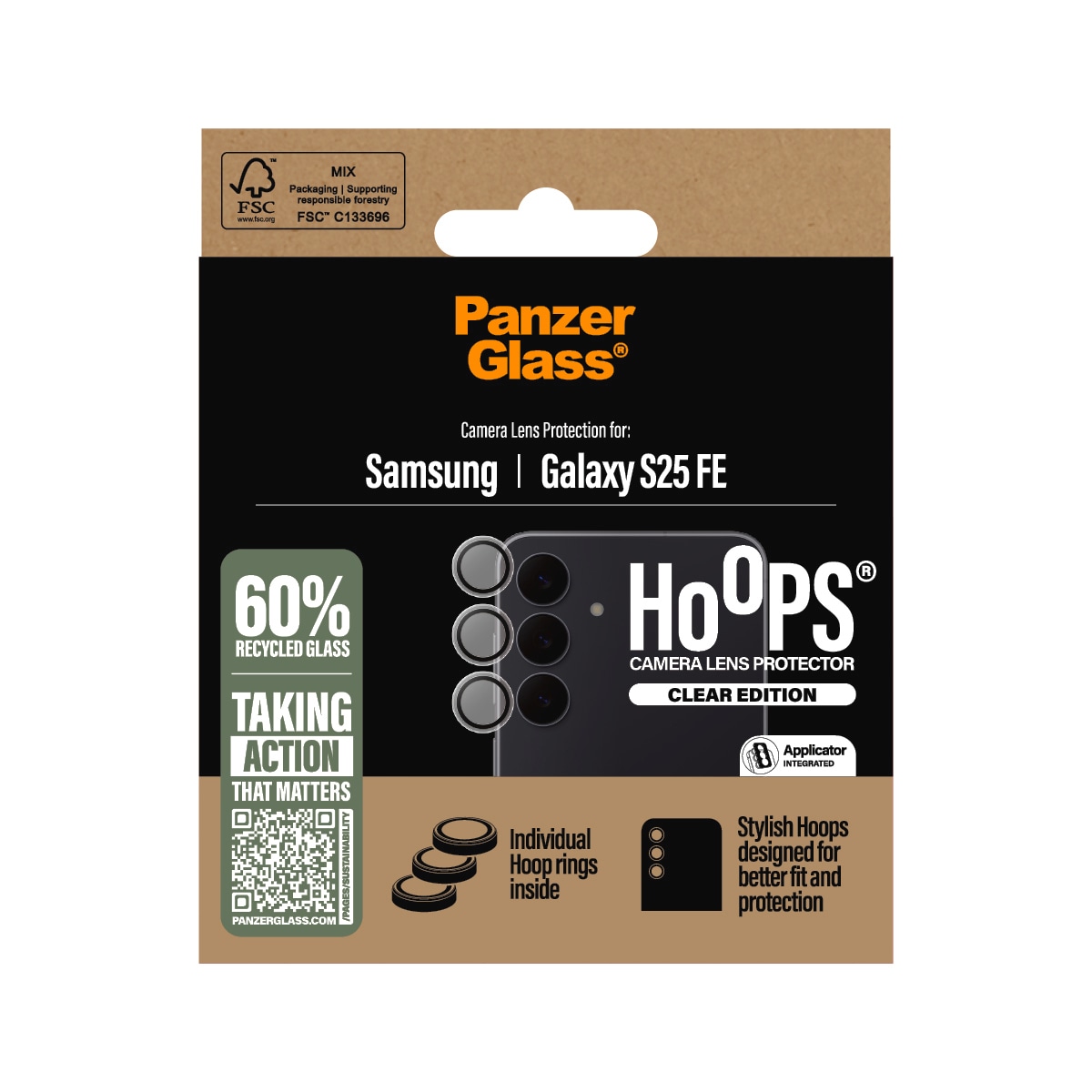 CARE by PanzerGlass Verre de protection pour appareil photo »HOOPS Camera Lens Protector« für Samsung Galaxy S25 FE Kameraschutz, Linsenschutz, Objektivschutz, kratz- & stossfest