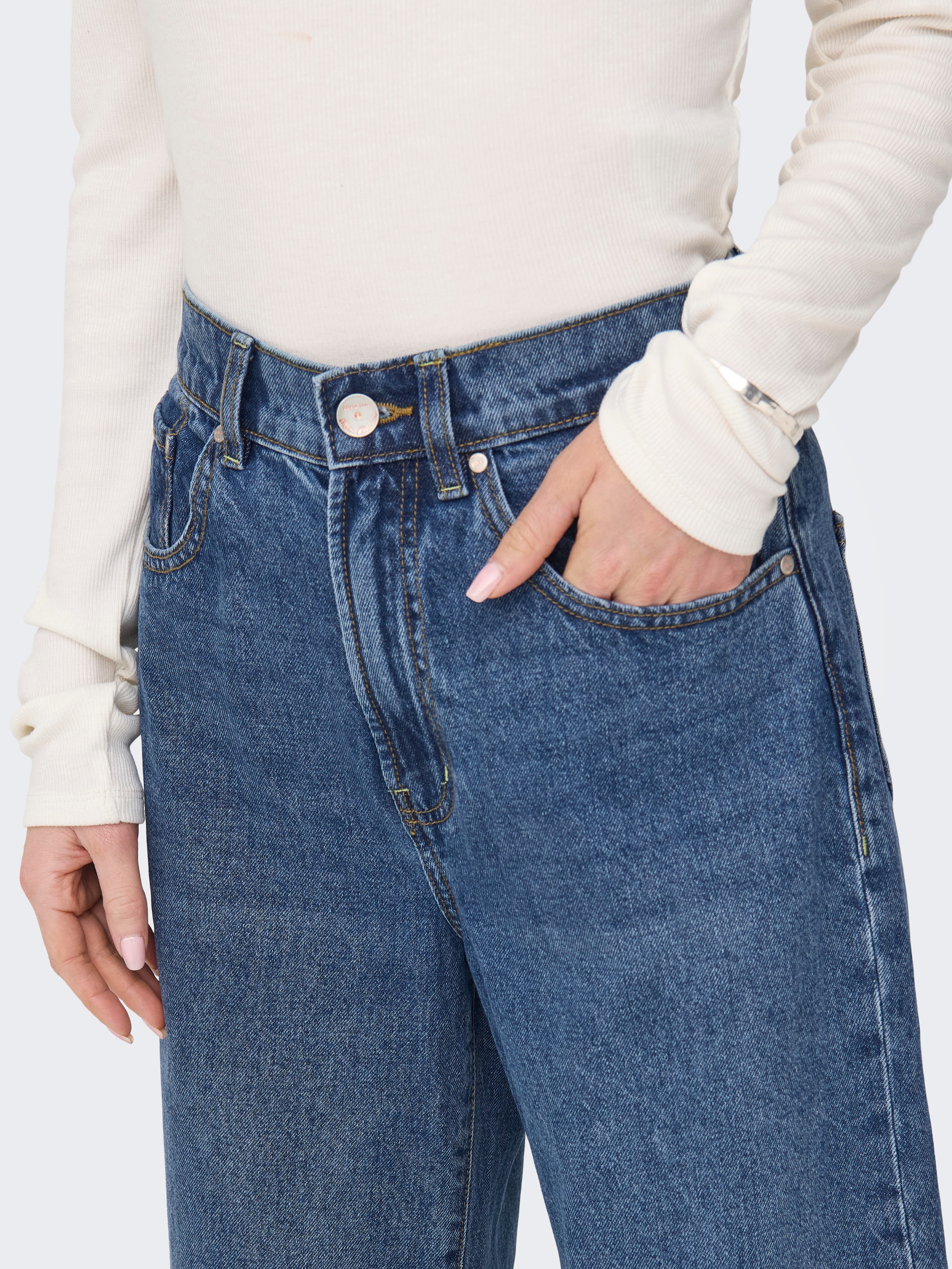 ONLY High-waist-Jeans »ONLHOPE HW WIDE DNM ADD465 NOOS« Baumwolle