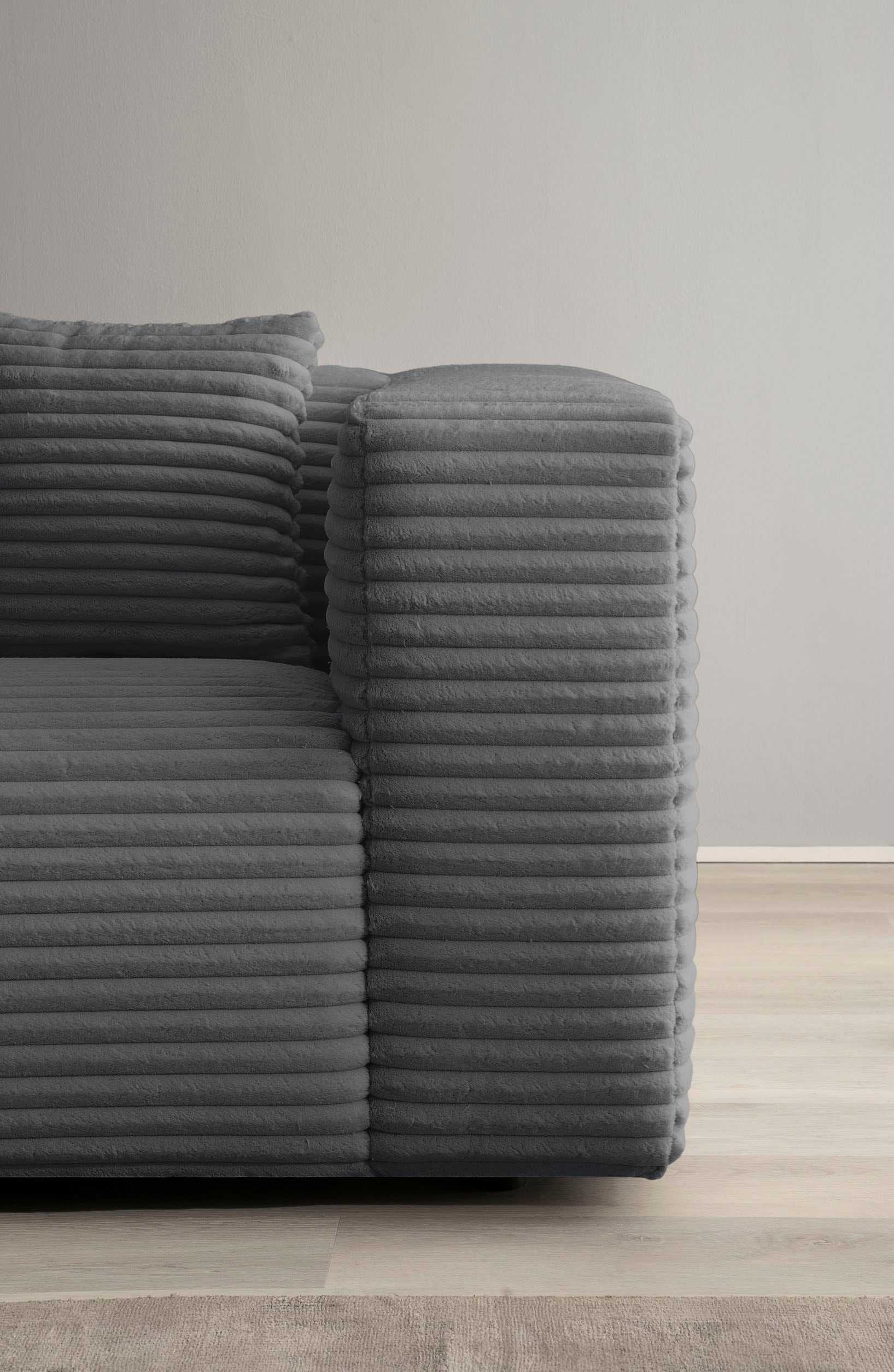 andas Canapé d'angle »BAKELS, L-Form in Cord oder Boucle-Stoff, moderne Couch« wahlweise Recamiere rechts/links, bequemer Sitzkomfort