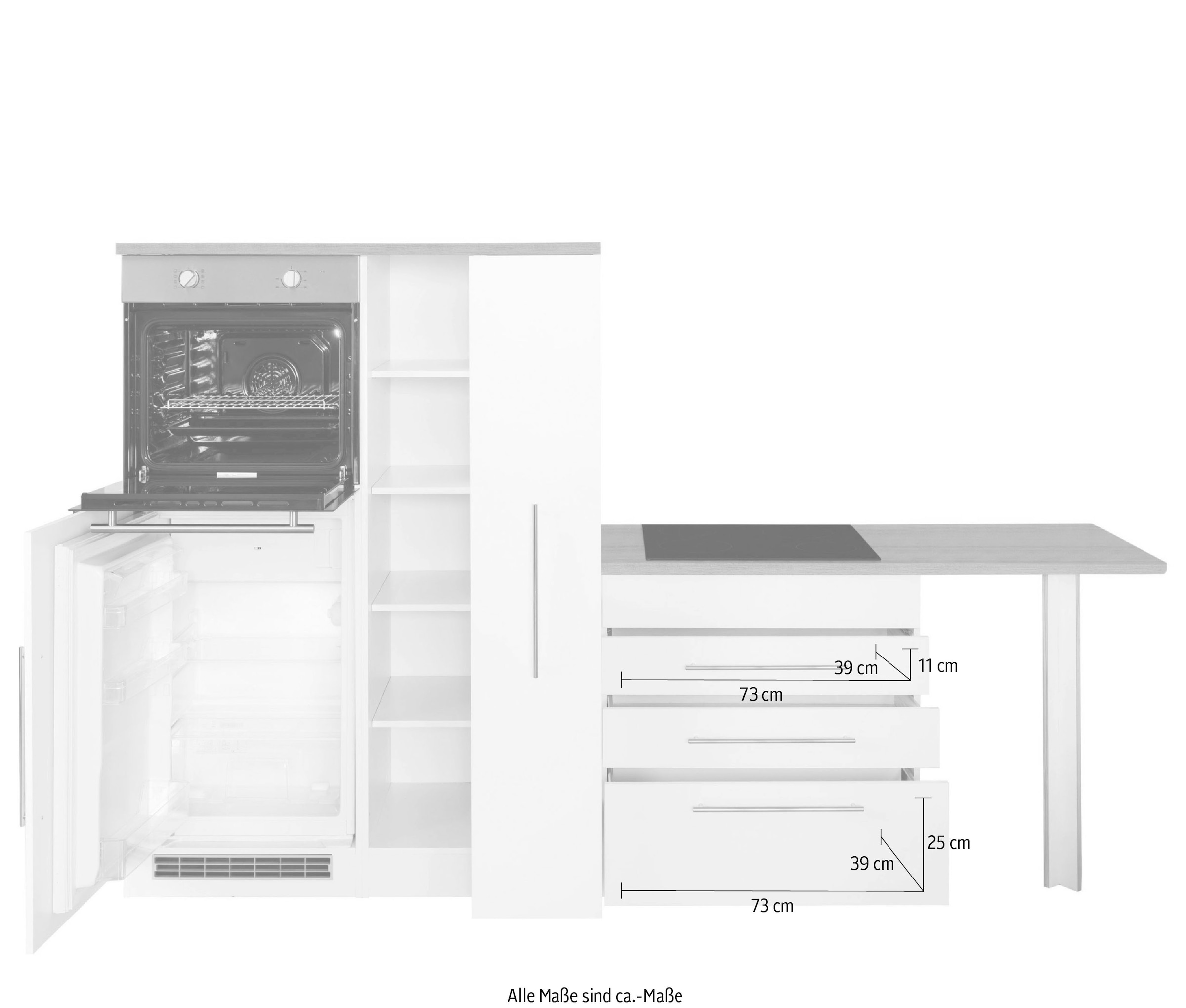 KOCHSTATION Winkelküche »KS-Samos« Stellbreite 260x270 cm, wahlweise mit E-Geräten und Induktion