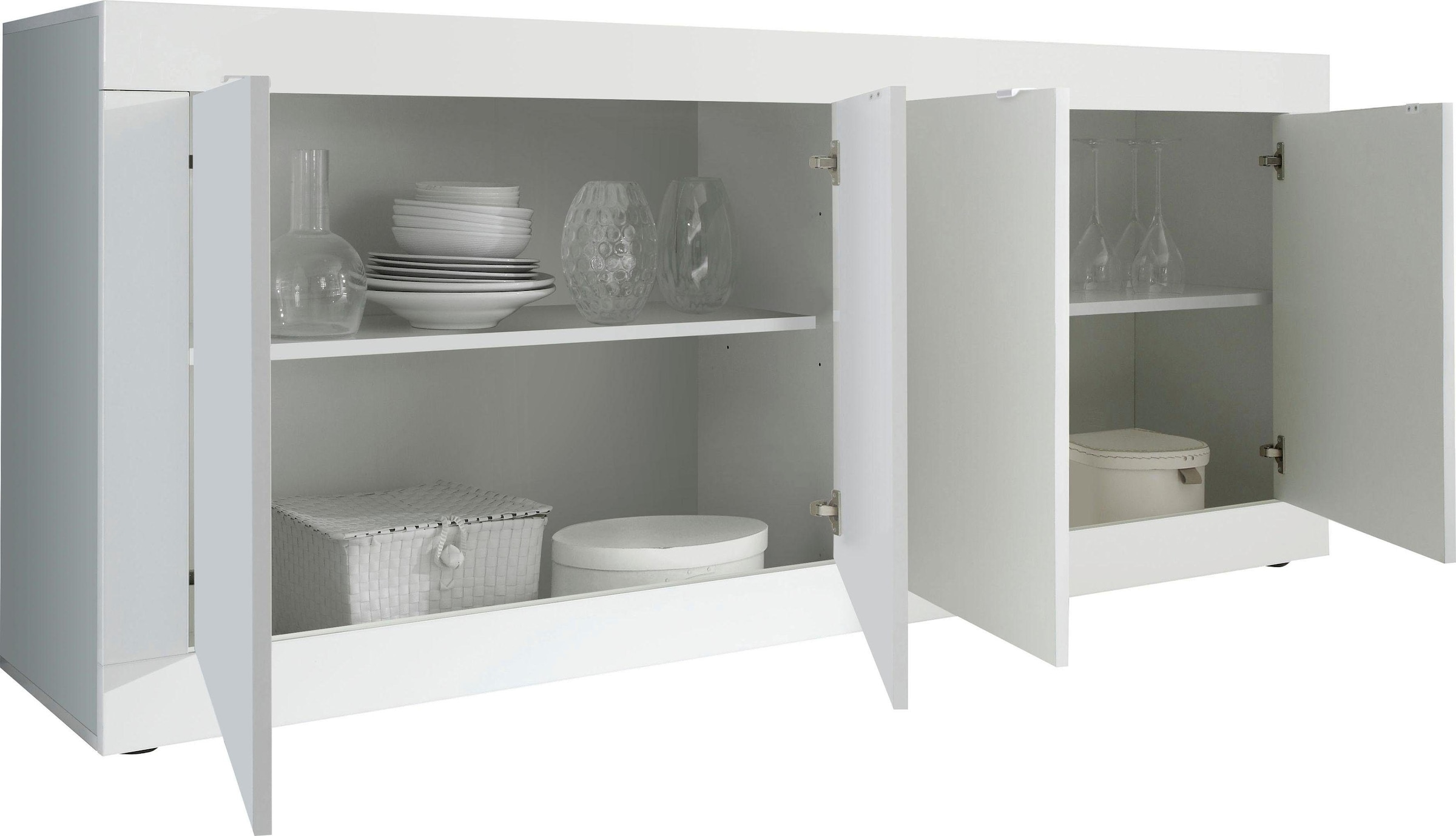 Home affaire Sideboard »Basic Breite 207 cm, Kommode 4 Türen, Anrichte,« Metallgriff, moderne Rahmenoptik, viel Stauraum, Farbauswahl