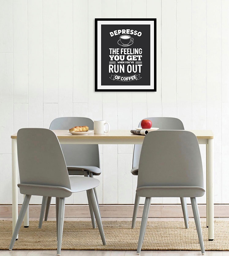 queence Bild »Despresso« Humor | Kaffee | Kaffee Bilder | Schriftzug | Schriftzüge | Schwarz-Weiss 1 Stk. tlg. gerahmt