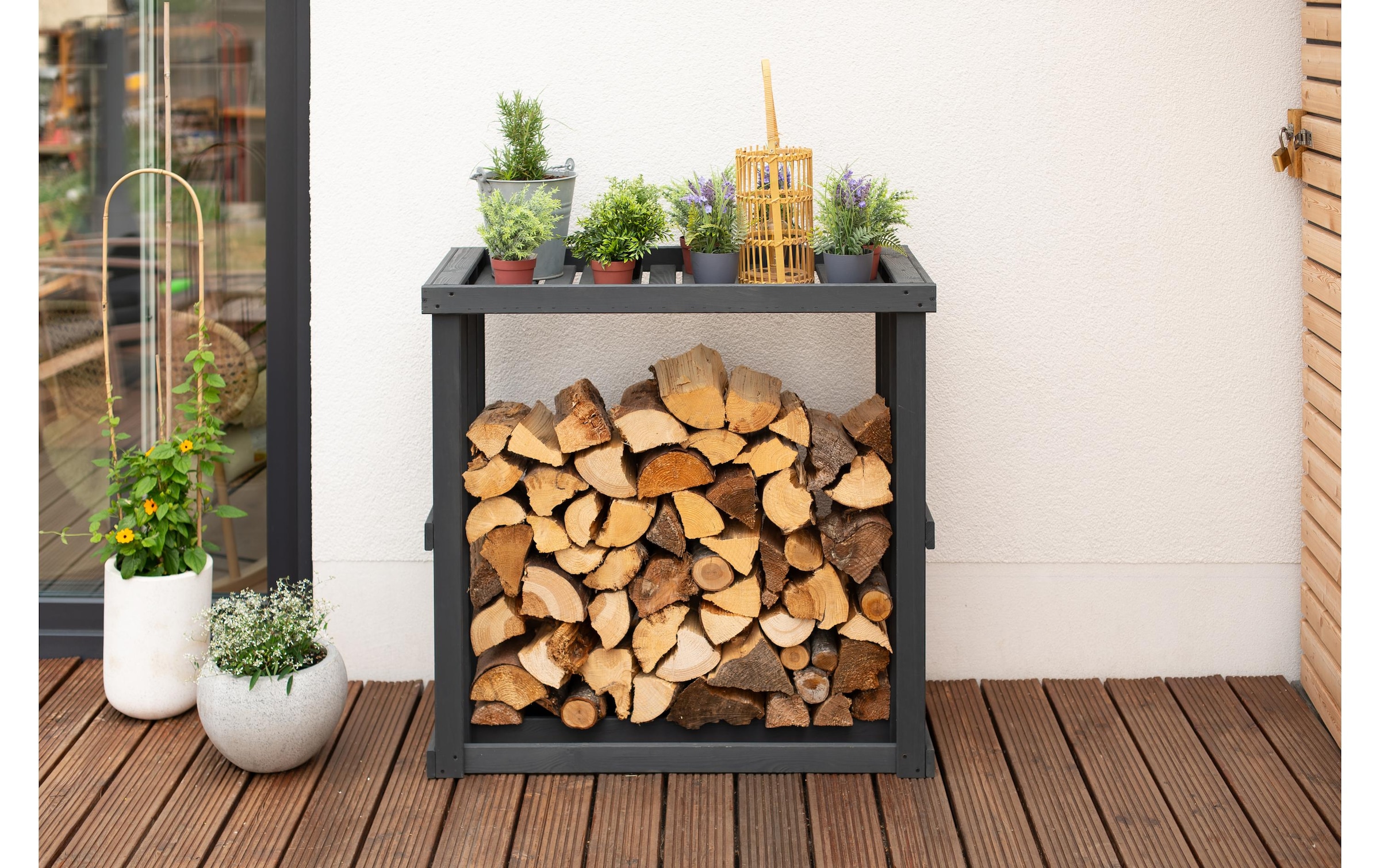 WESTMANN Étagère pour bois de cheminée »Harald« anthracite, LxPxH : 108x52x106cm