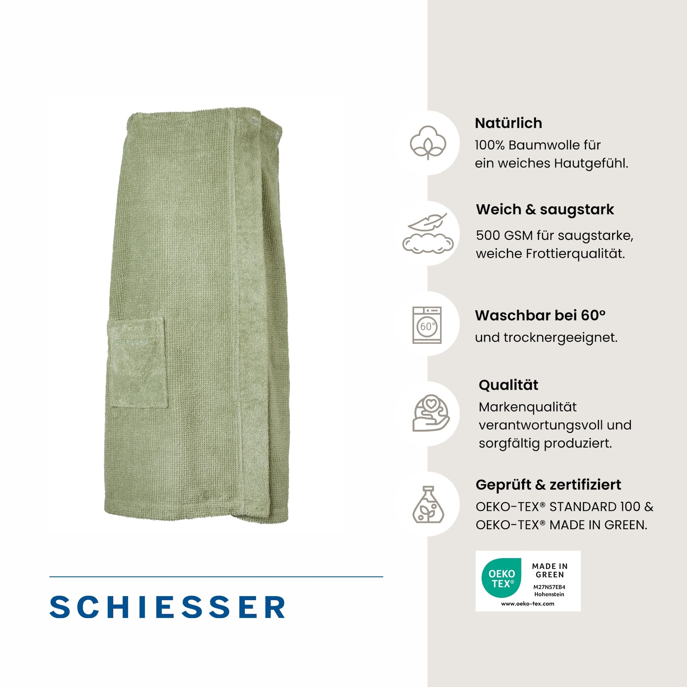 Schiesser Sarong »Saunakilt Turin für Damen in angesagter Reiskornoptik« 1 cuis OEKO-TEX® MADE IN GREEN