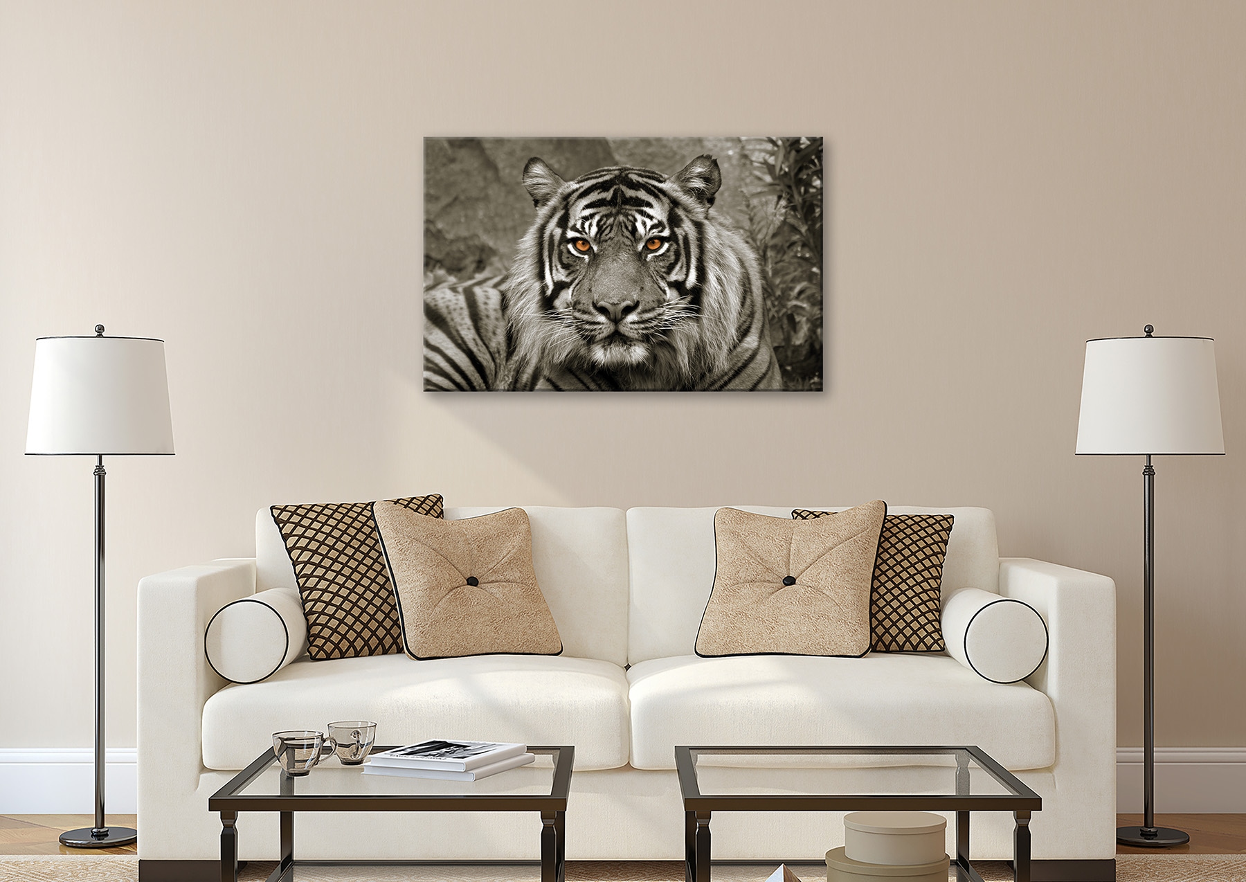 Bönninghoff Tableau sur toile »Wandbild TIGER 78x118 cm – Leinwandbild Keilrahmen Deko modern« Animaux sauvages | Félins | Tigre 1 cuis tlg. tendu sur châssis