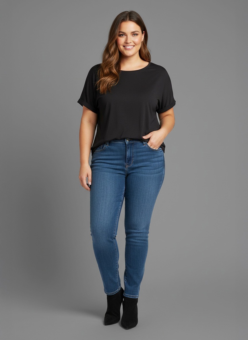 Laura Scott CURVE T-shirt 2 cuis tlg. im 2er Pack mit modischem Ärmelaufschlag - GROSSE GRÖSSEN