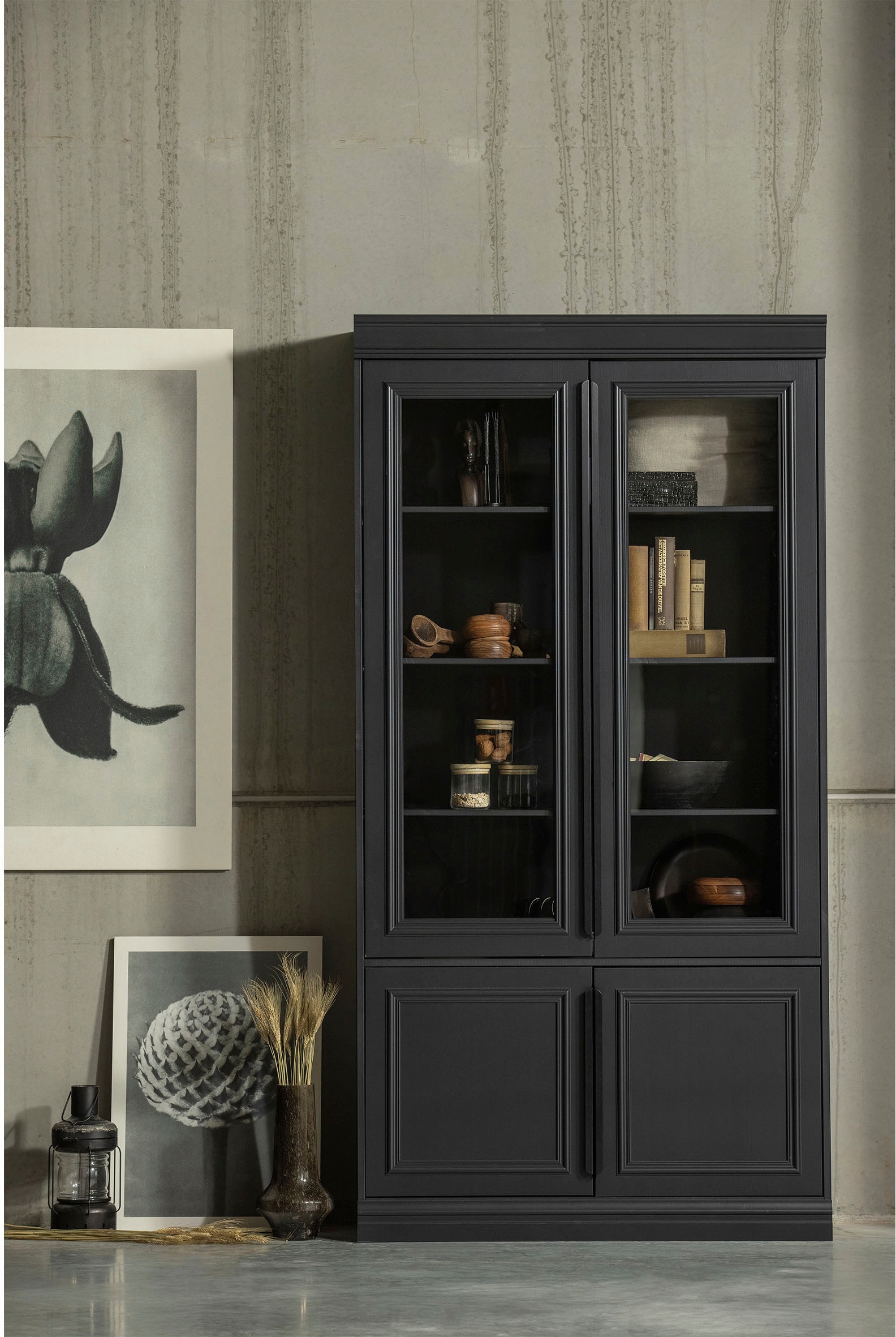 WOOOD Vitrine »Organize FSC®-Kiefernholz mit Glastüren, H 215 x B 110 x T 44 cm« Tragkraft 15 kg pro Boden, höhenverstellbare Böden, pfleigleicht