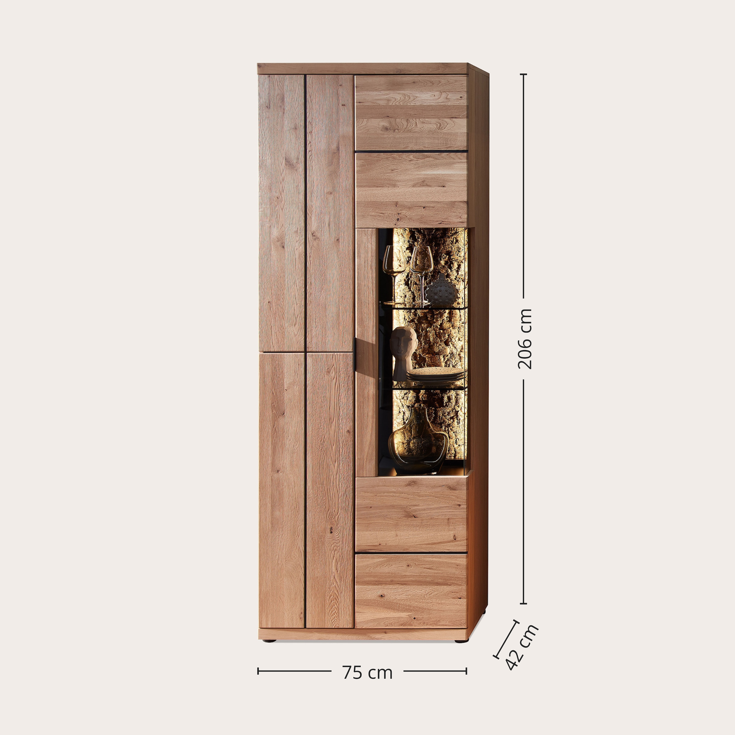Wohnconcept Meuble mural »Donna Wohnwand, 290x207x50 (BxHxT) Echtkork Absetzung« 3 cuis tlg.