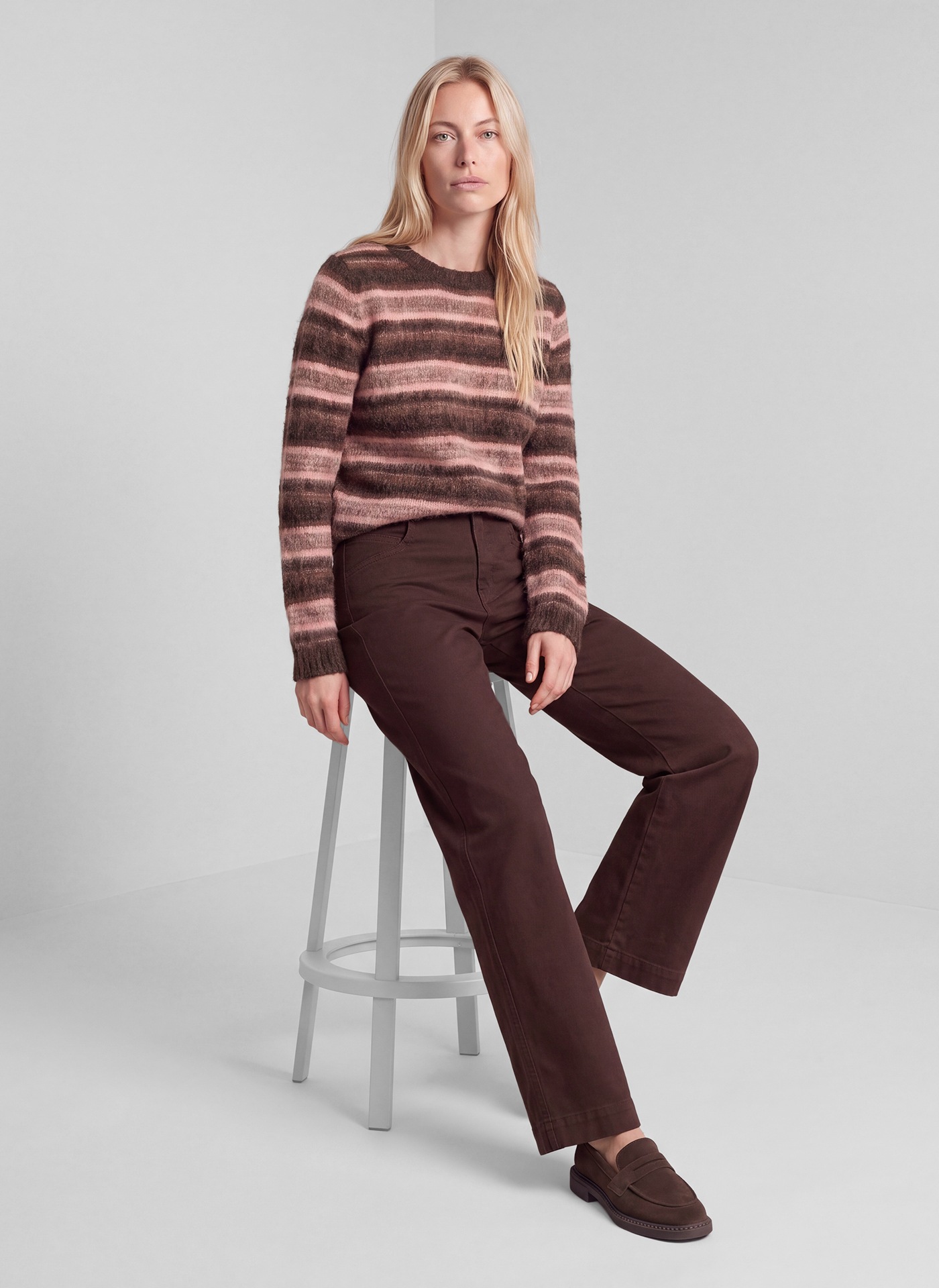 Rabe Pull en laine Langarm im Streifenlook / mit Wolle
