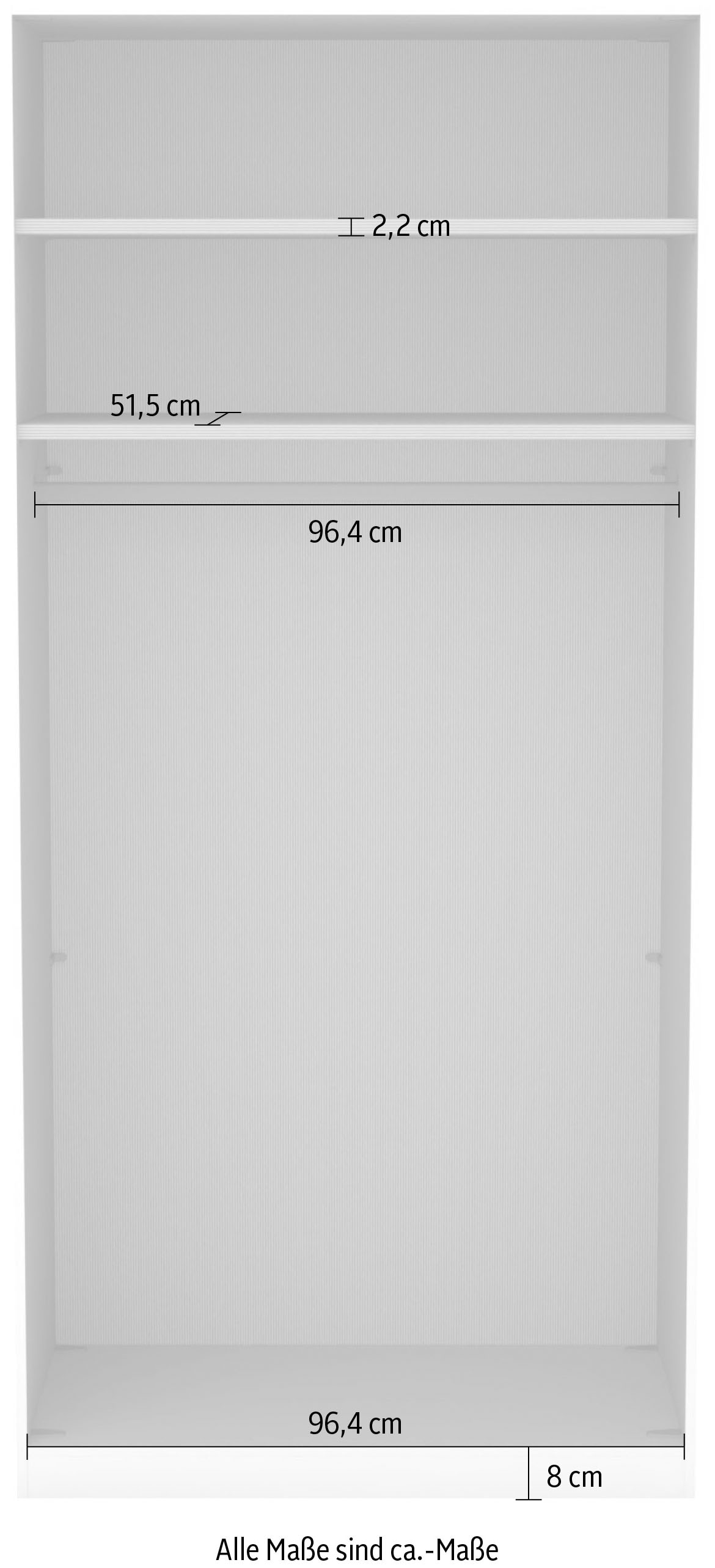 Musterring Armoires à vêtements »San Diego, Kleiderschrank, Schrank, Garderobe, mit Glastüren« 1 cuis tlg. 2 portes (amorties), 2 étagères, 1 tringle à vêtements, poignées chromées