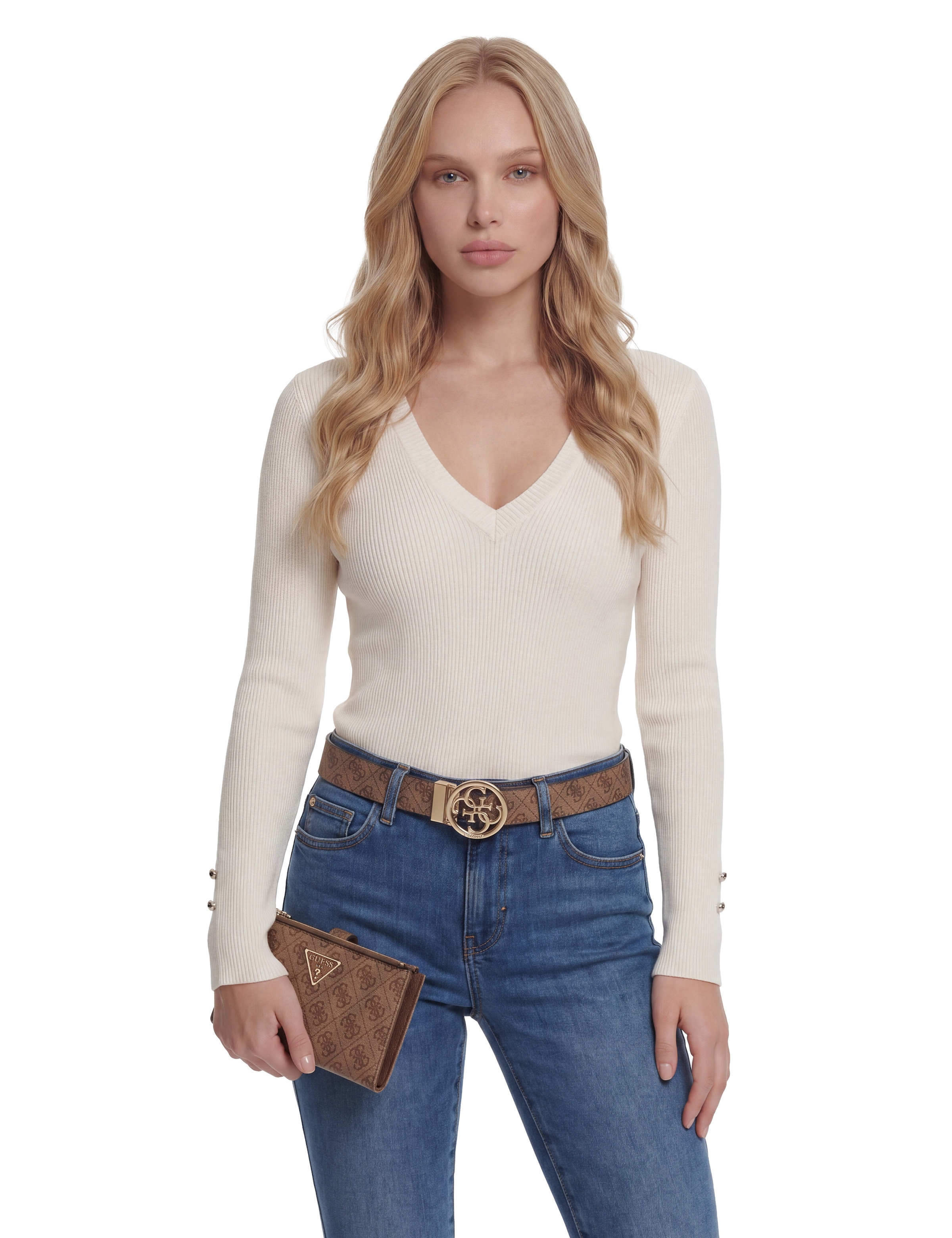 Guess Porte-monnaie »LAUREL II SLG DBL ZIP ORGNZR« Damen Geldbeutel, Portemonnaie mit zwei Zipperfächern