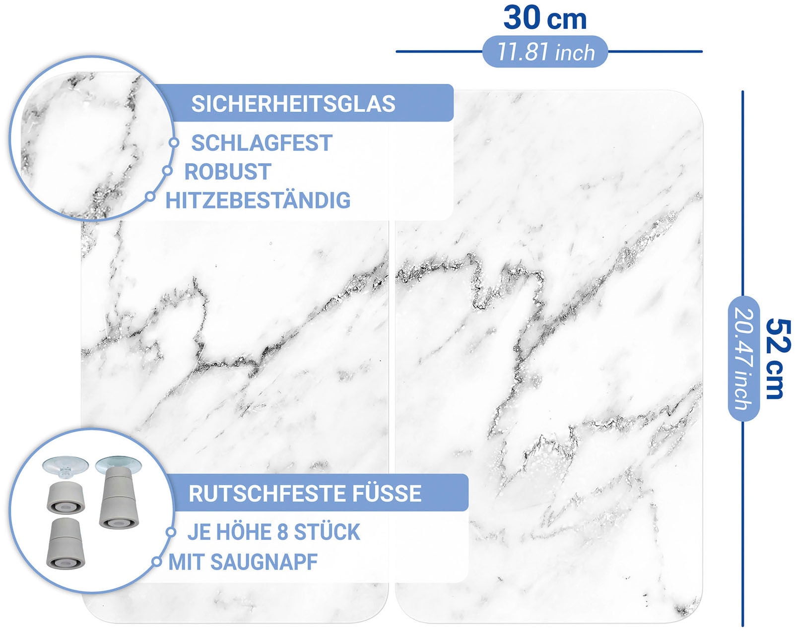 WENKO Herd-Abdeckplatte »Universal Modell Marmor« Herdabdeckung für alle Herdarten, kratzfest, mit rutschfesten Füssen