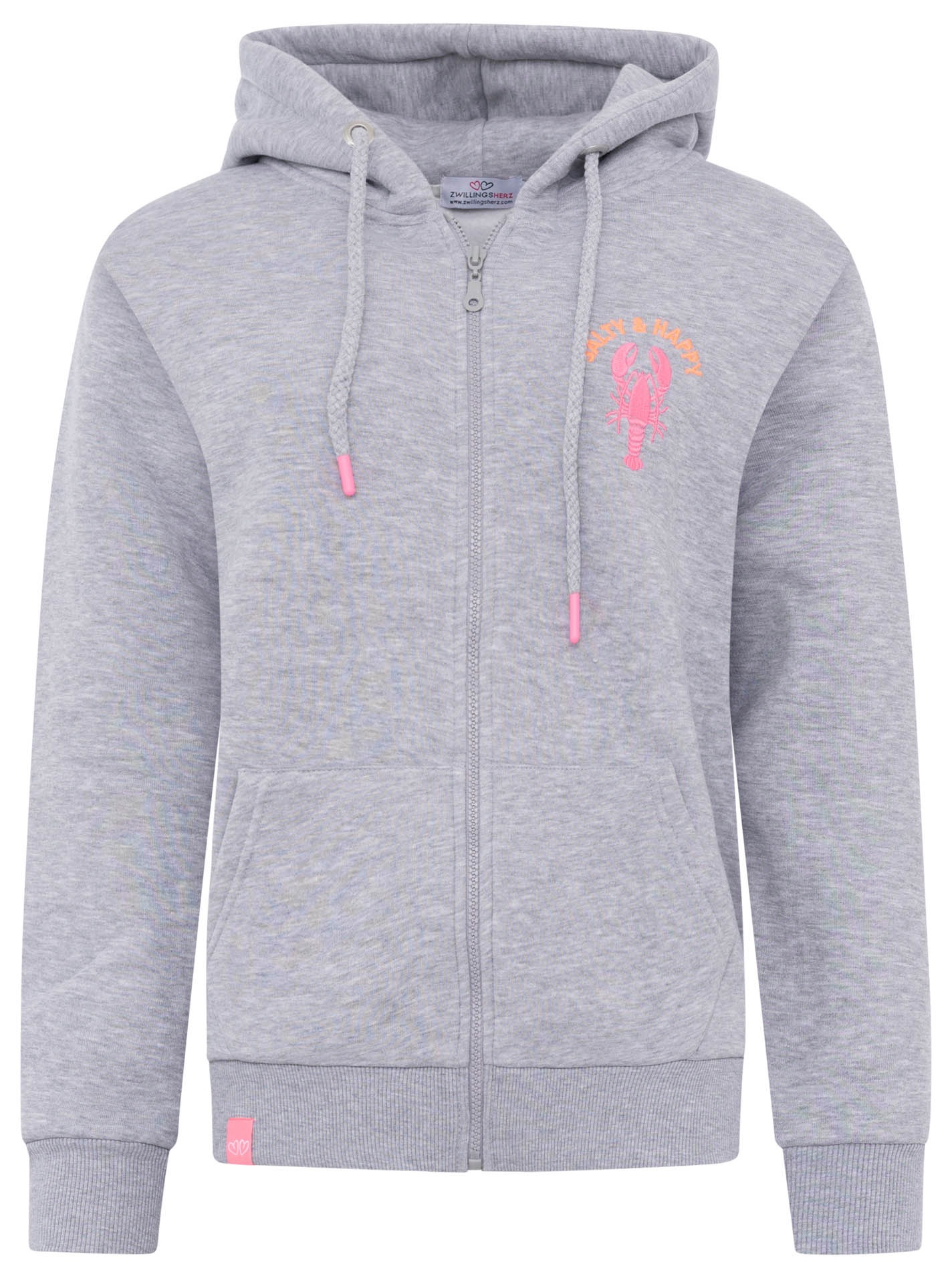 Zwillingsherz Sweatjacke »"Salty & Happy"« Kapuze, Langarm, Reissverschluss, modisch, maritim, Kordelzug