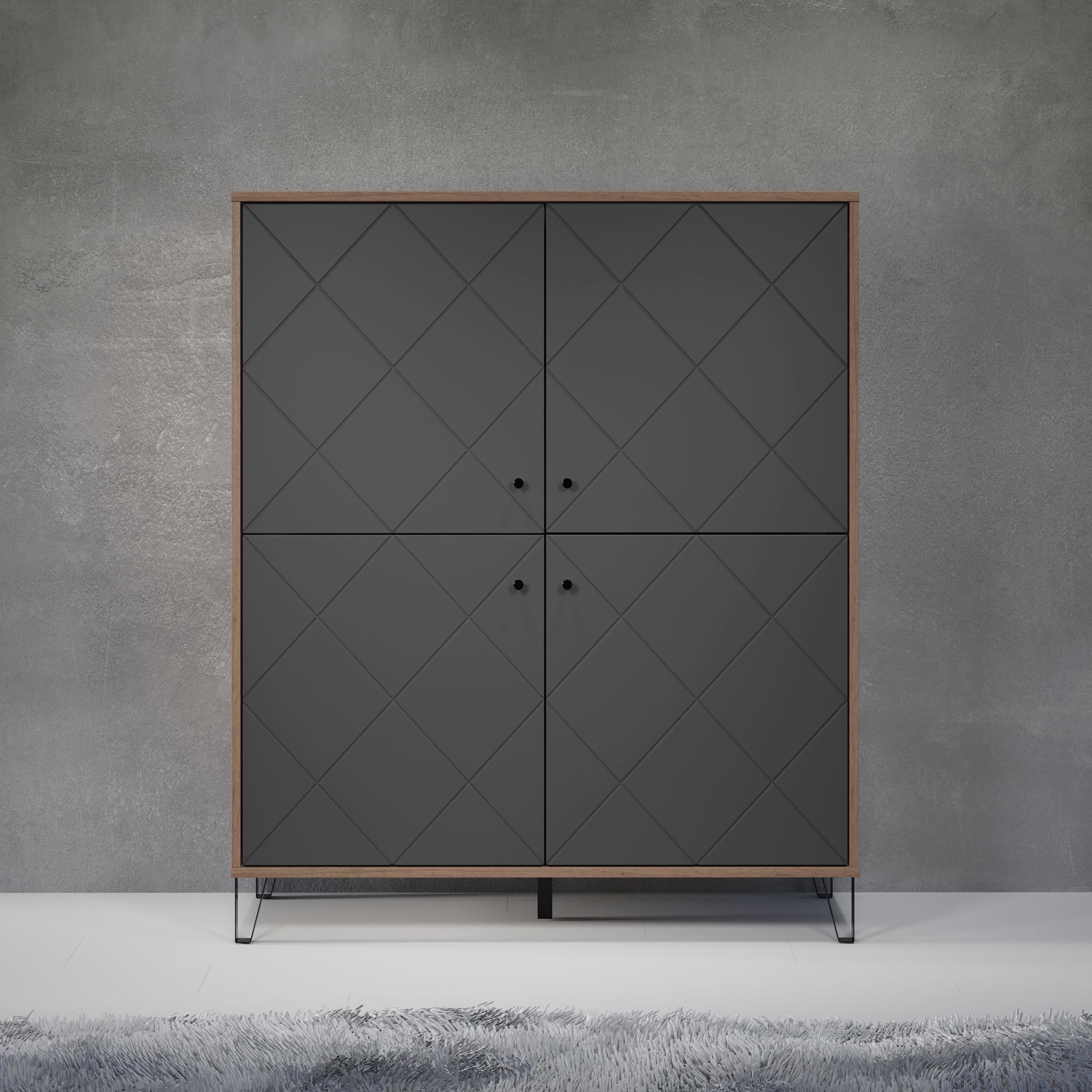Home affaire Buffet haut »Molveno« 1 cuis tlg. Highboard mit 4 Türen & Soft-Close - (B/T/H) 123/40/136 cm