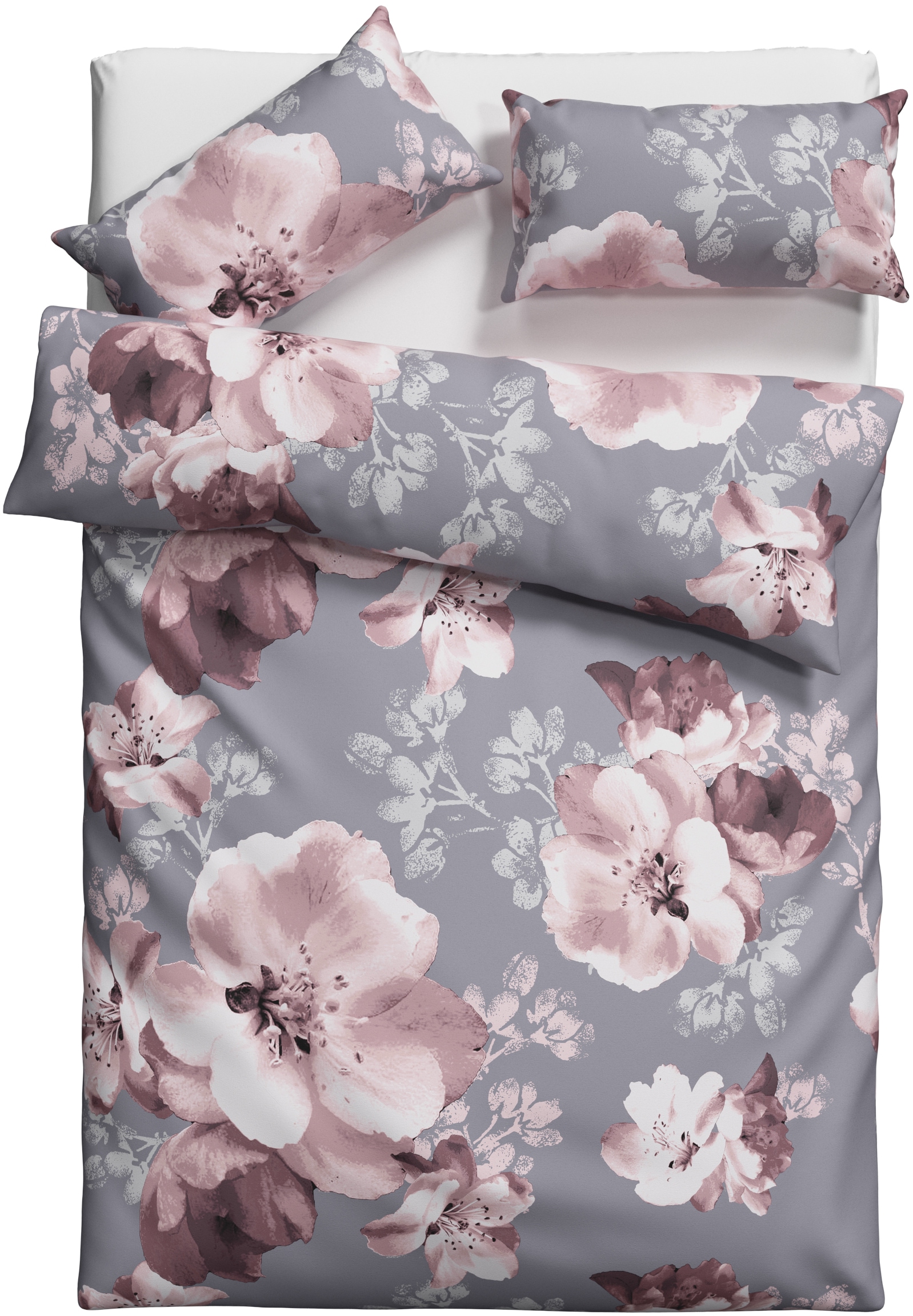 Home affaire Bettwäsche »MELINA« 2 Stk. tlg. florale Bettwäsche mit Reissverschluss, ab Gr. 135x200 cm