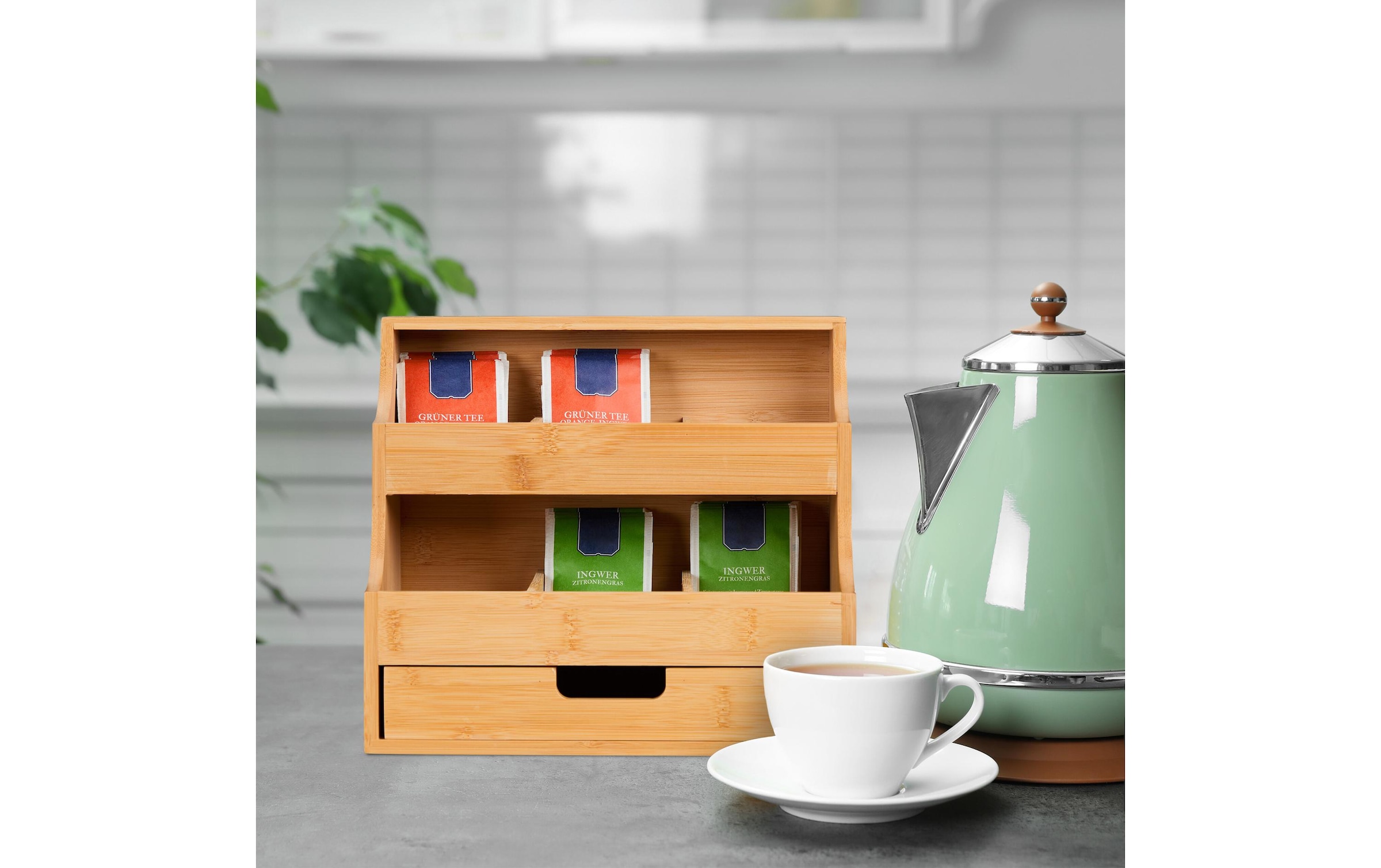 relaxdays Teebox »mit Schublade 9 Fächer« 1 Stk. tlg.