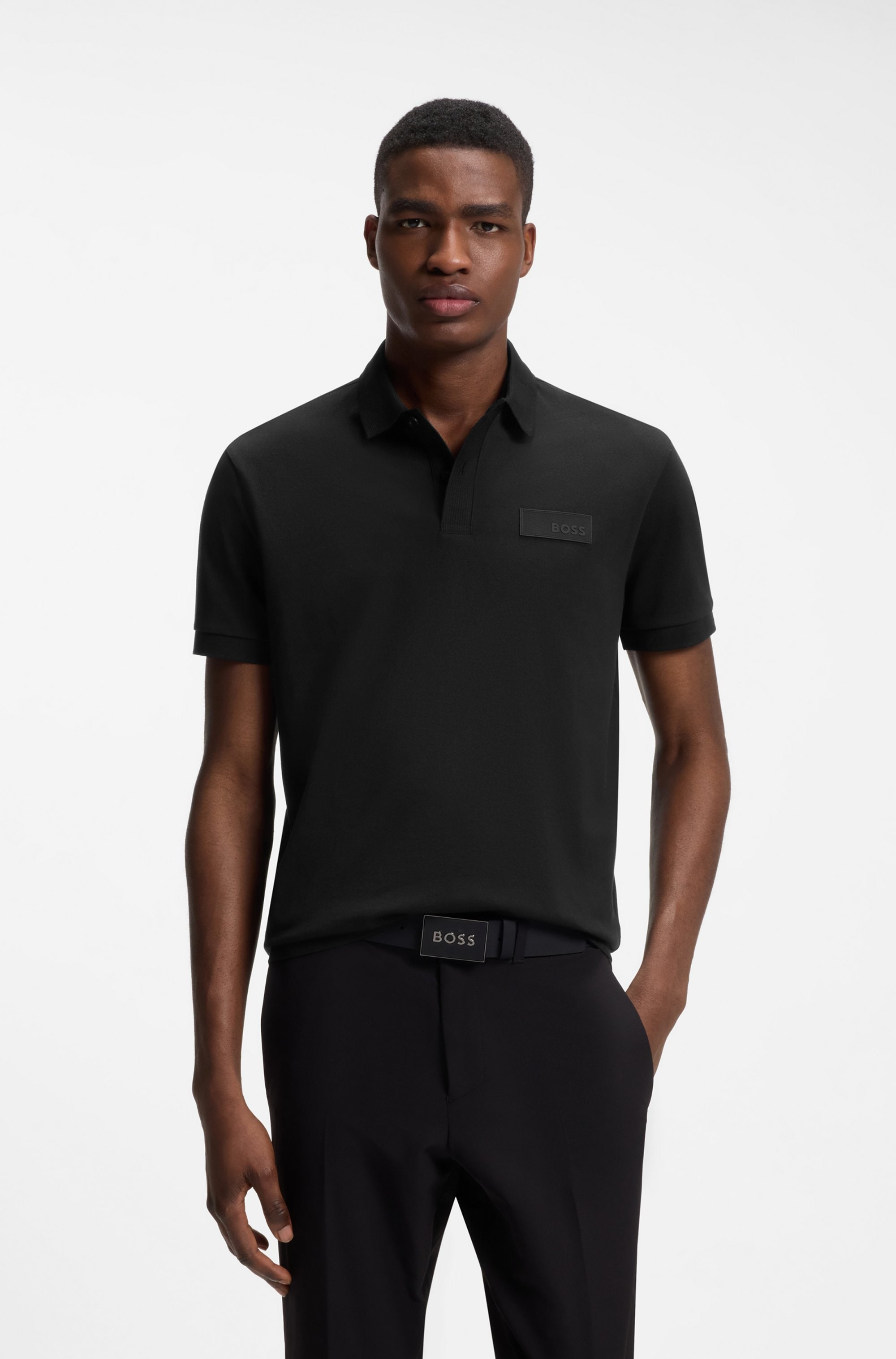 BOSS GREEN Poloshirt »Paddy Logo Patch Regular Fit« atmungsaktive Piqué-Webstruktur, Flachstrickkragen, gerader Schnitt