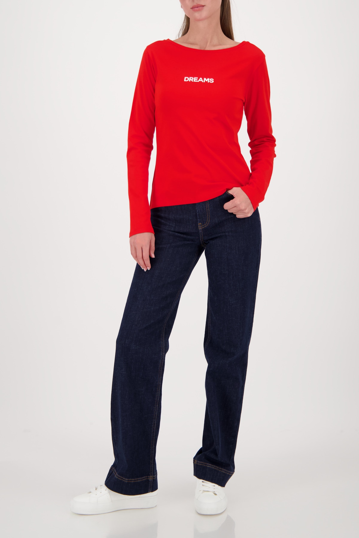 Monari T-shirt à manches longues »Shirt Dreams« U-Boot-Ausschnitt, Regular Fit, mit Schriftzug