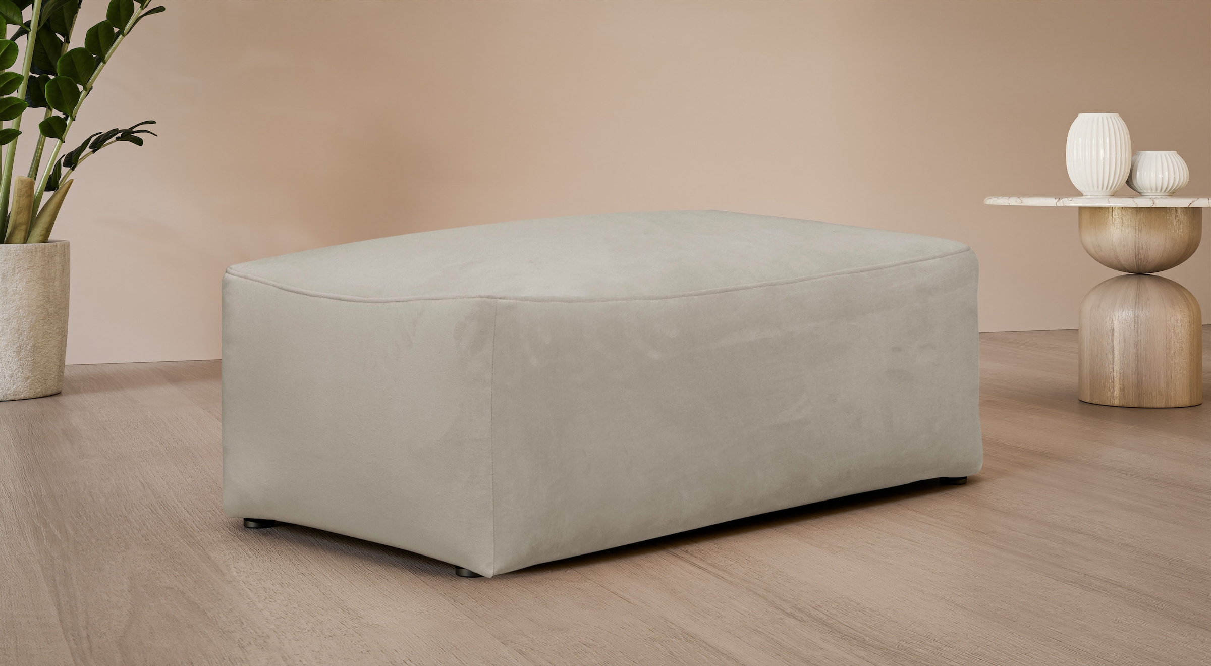 LeGer Home by Lena Gercke Tabouret rembourré »YANI Sitzhocker mit Wellenunterfederung, Masse B/T/H: 126/65/46 cm« grand tabouret assorti à la série Yani, finition de haute qualité