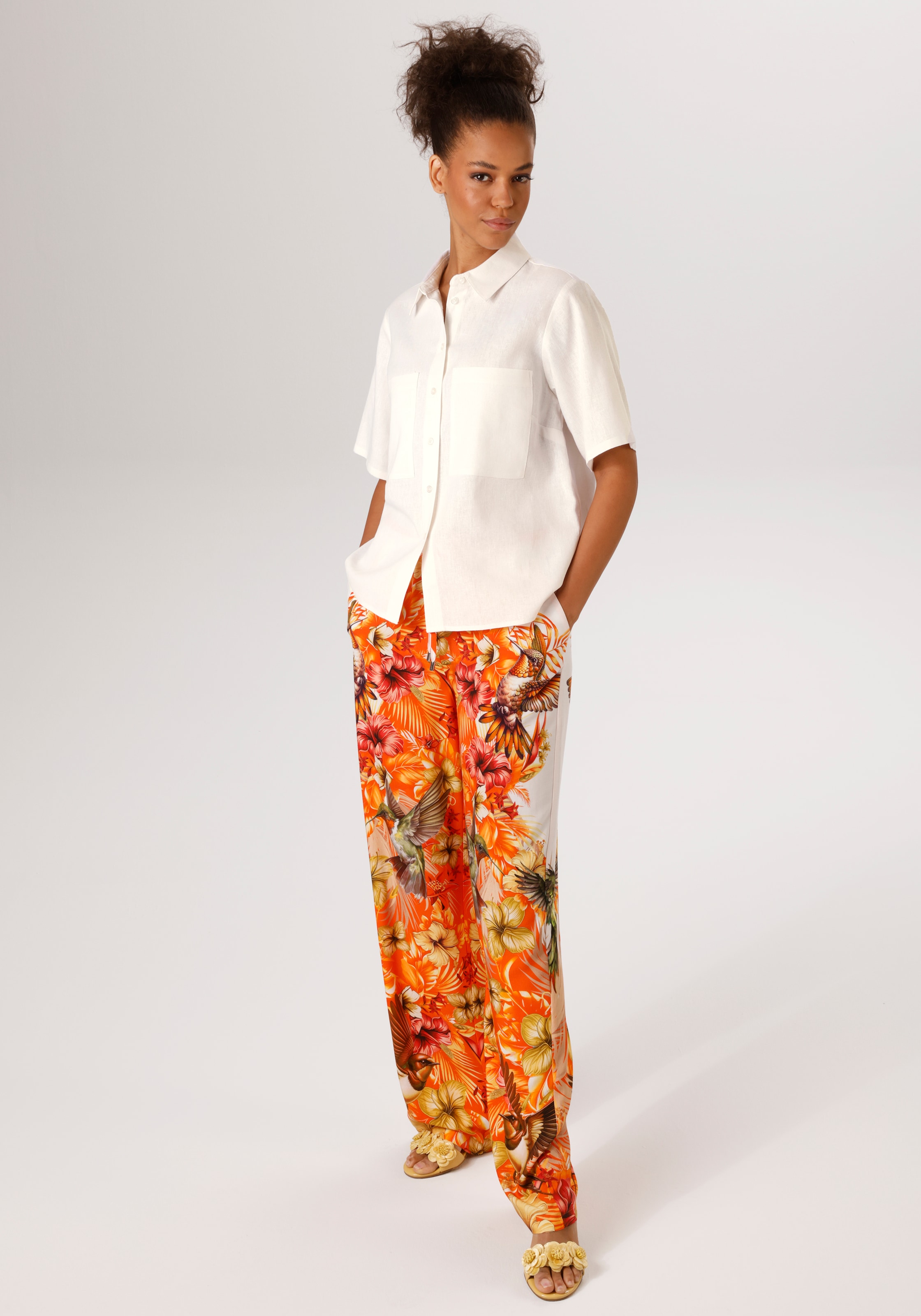 Aniston CASUAL Blouse à manches courtes mit Leinen