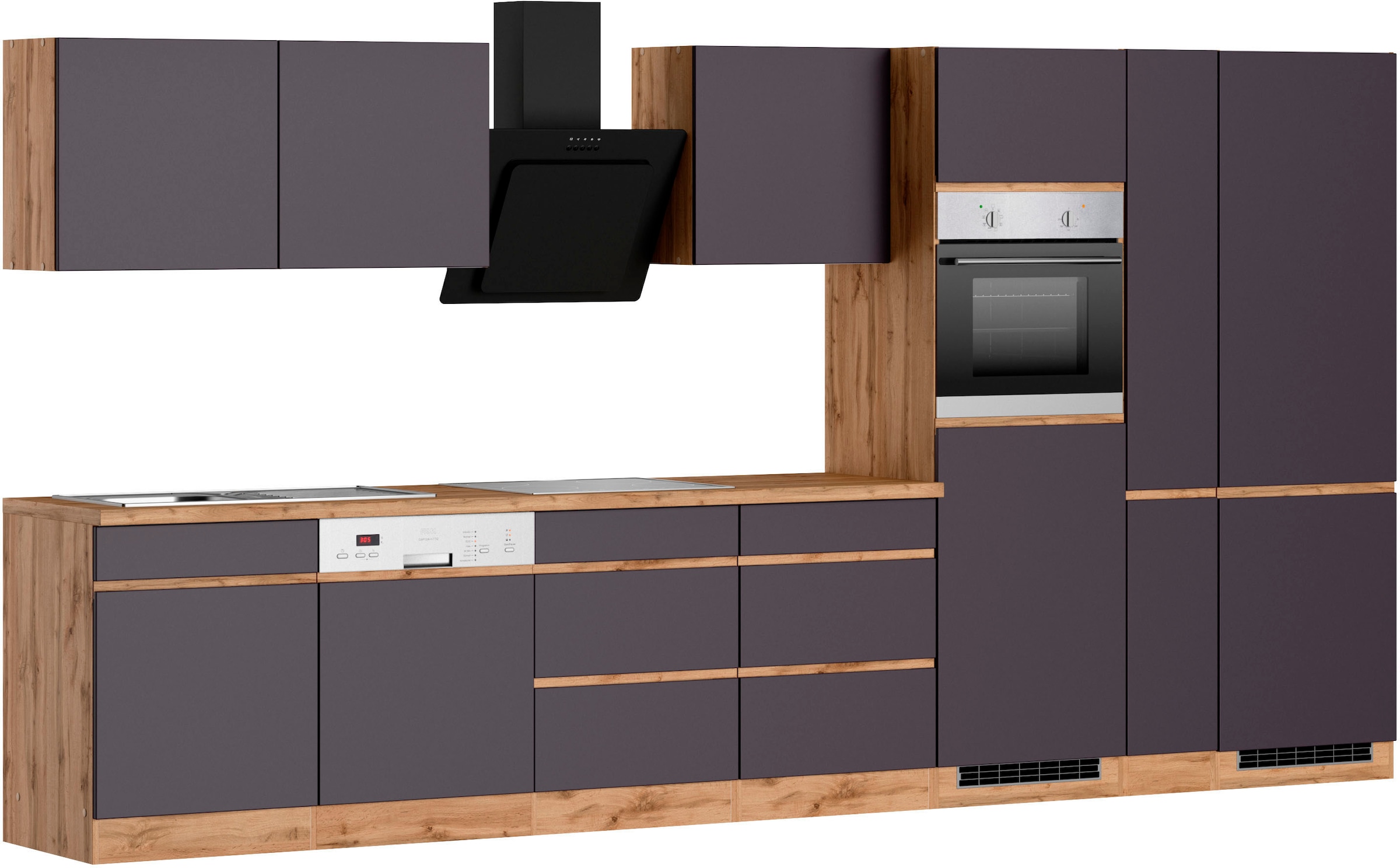 KOCHSTATION Kitchenette »KS-Riesa« largeur d’installation 390 cm, sans appareils électriques
