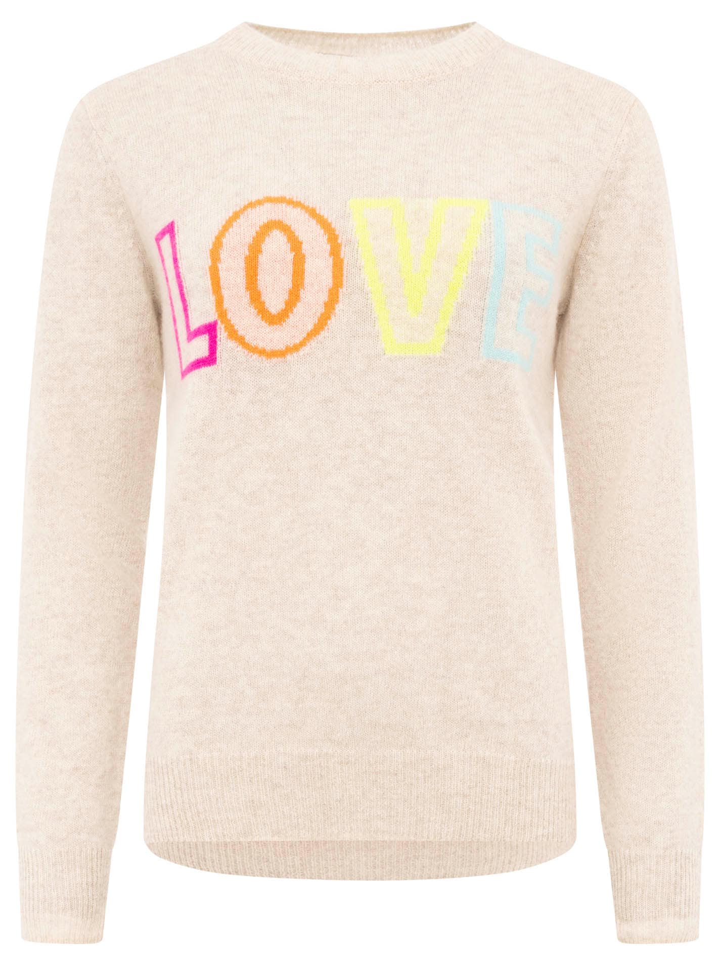 Zwillingsherz Pull en tricot »"LOVE" wording« Rundhals, mit LOVE Aufschrift in Neonfarbe