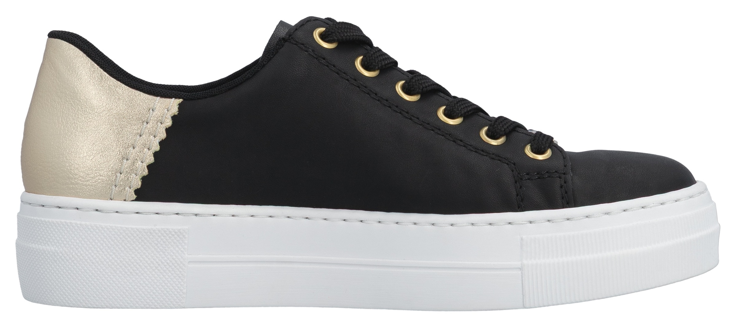 Rieker Baskets à plateforme  mit Metallic-Fersenkappe, Freizeitschuh, Halbschuh, Schnürschuh