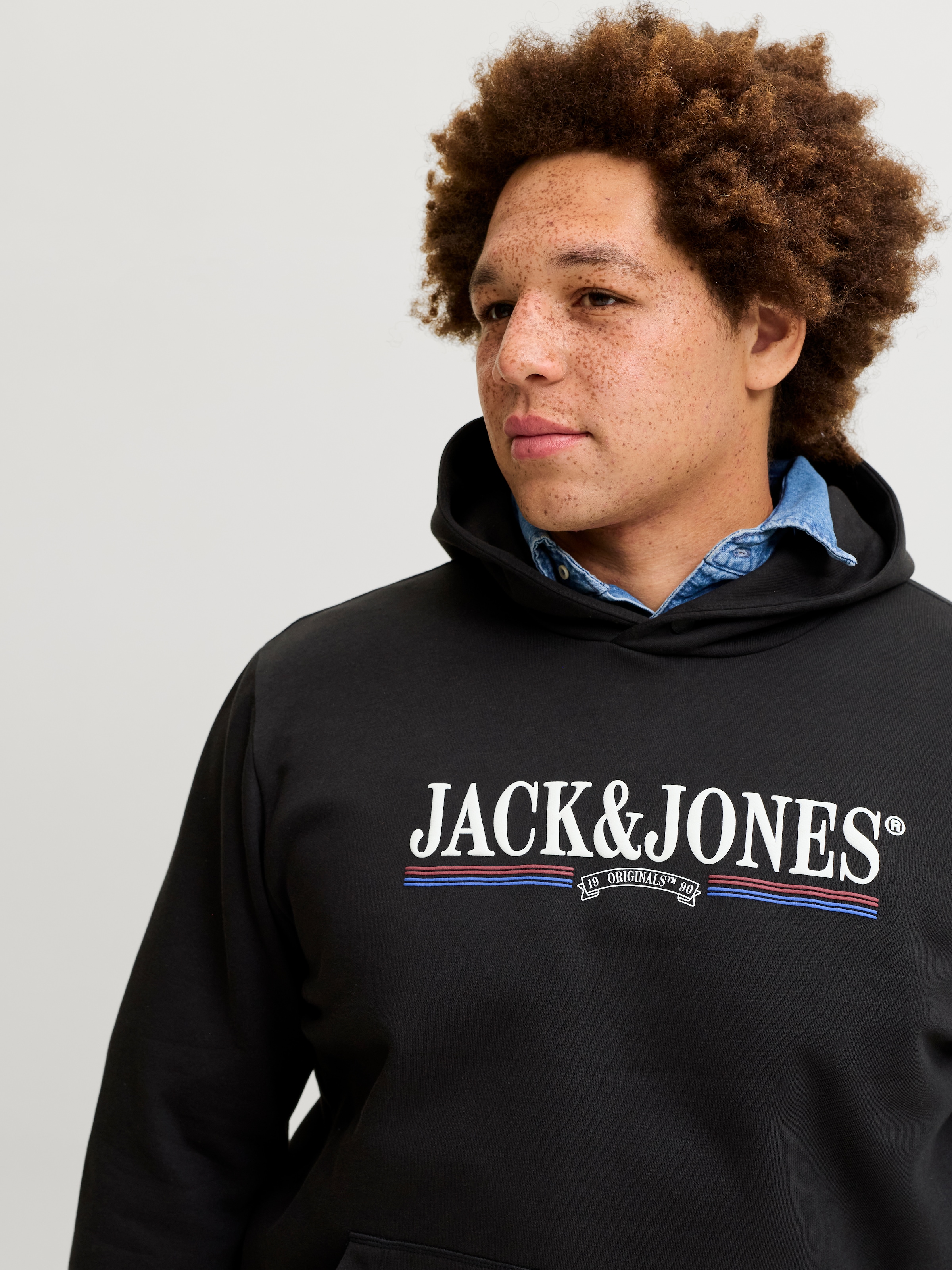 Jack & Jones PlusSize Sweat à capuche »JORFREDERIKSBERG GRAPHIC BOX SWEAT H PLS«, mélange coton, coupe régulière
