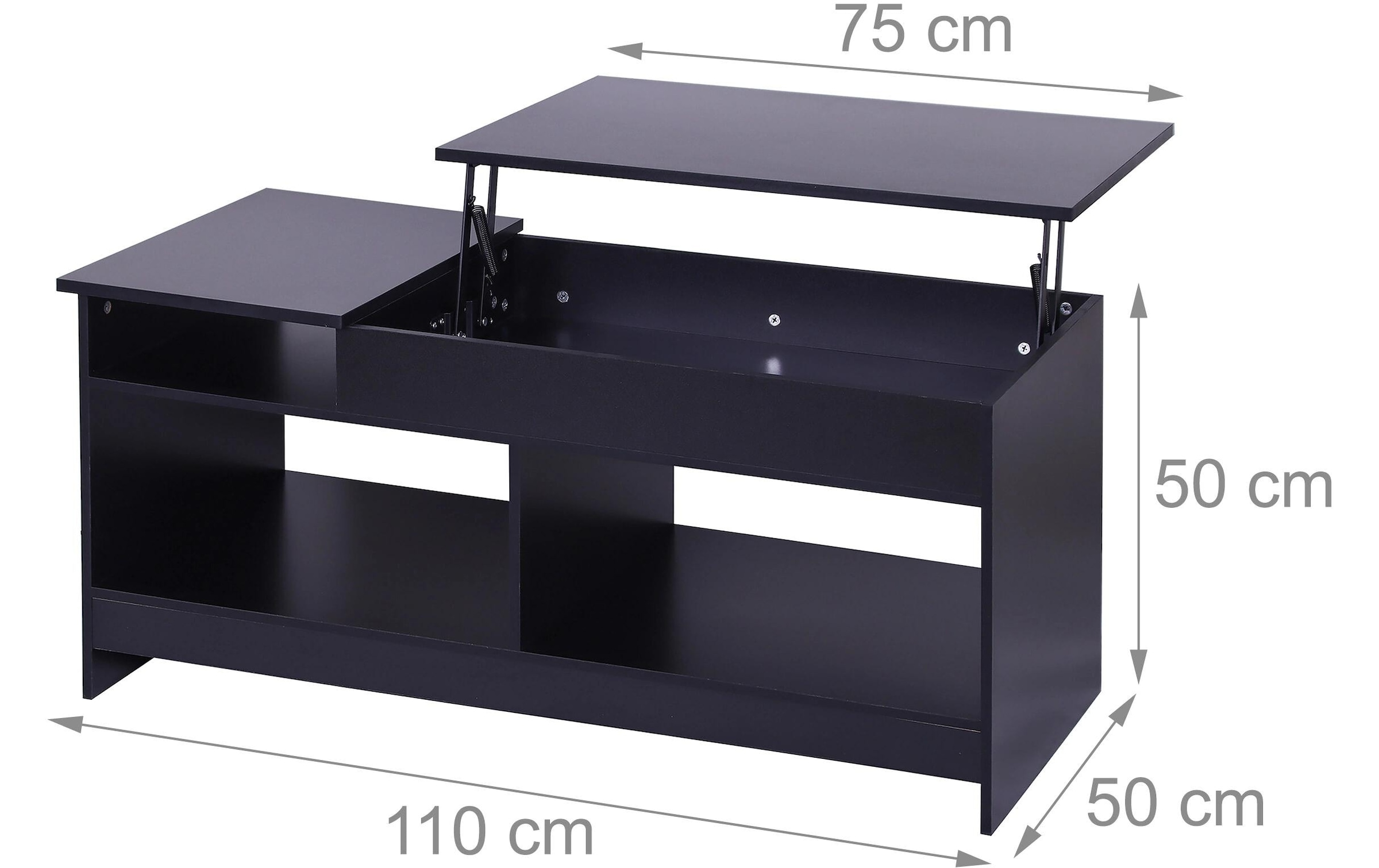 relaxdays Table basse »Lift-Top 110 x 50 cm« Höhenverstellbarer Sofatisch mit Liftfunktion
