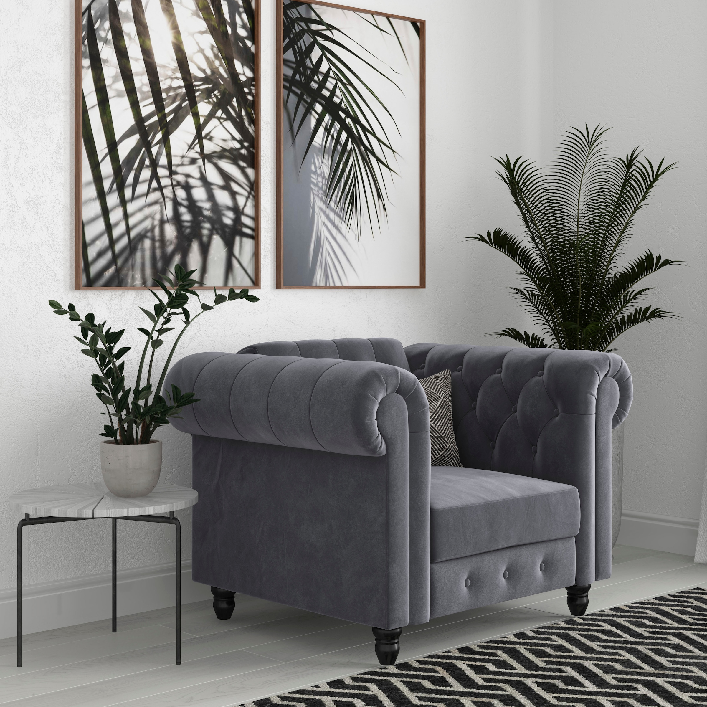 Dorel Home Chesterfield-Sessel »Felix« mit Rückenlehne 3-fach verstellbar, Beine Massivholz, Sitzhöhe 46 cm