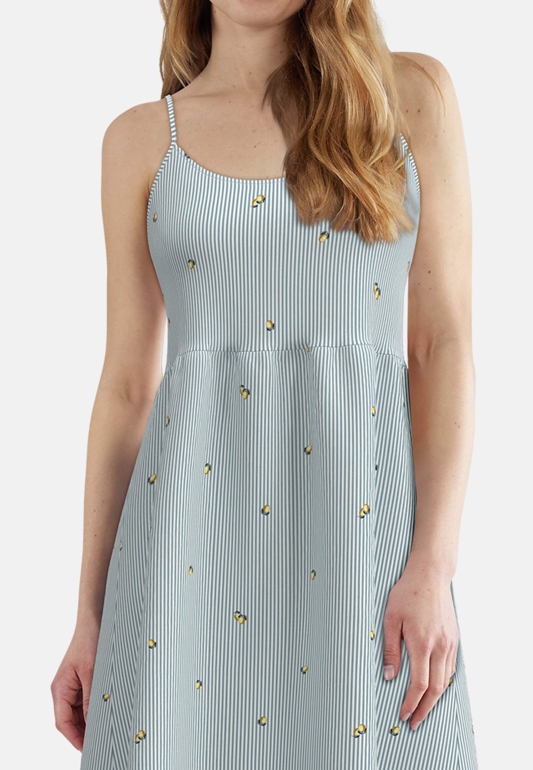 TOM TAILOR Chemise de nuit gestreift, mit Motiv, schmale Träger, Rundhalsausschnitt, Baumwollmix