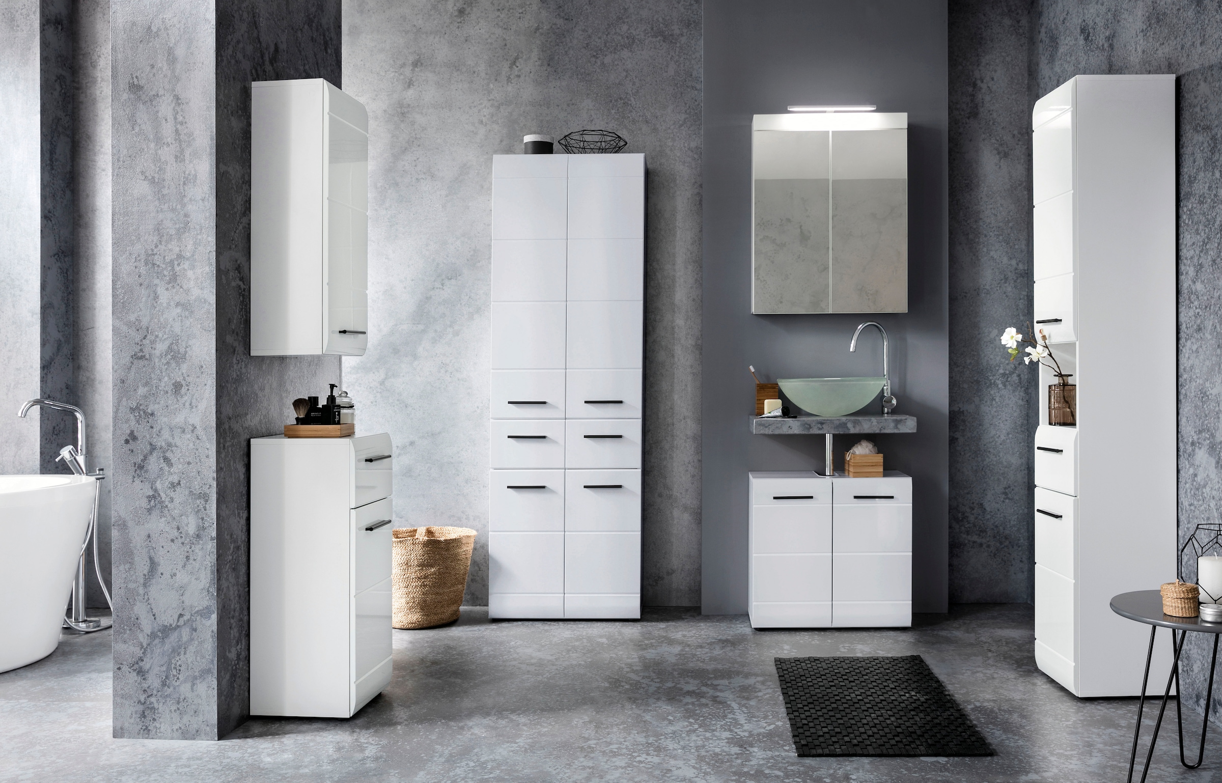 welltime Armoire sous lavabo »Sovana« meuble-lavabo avec compartiment réglable - dimensions (L/P/H) 60/31/56 cm