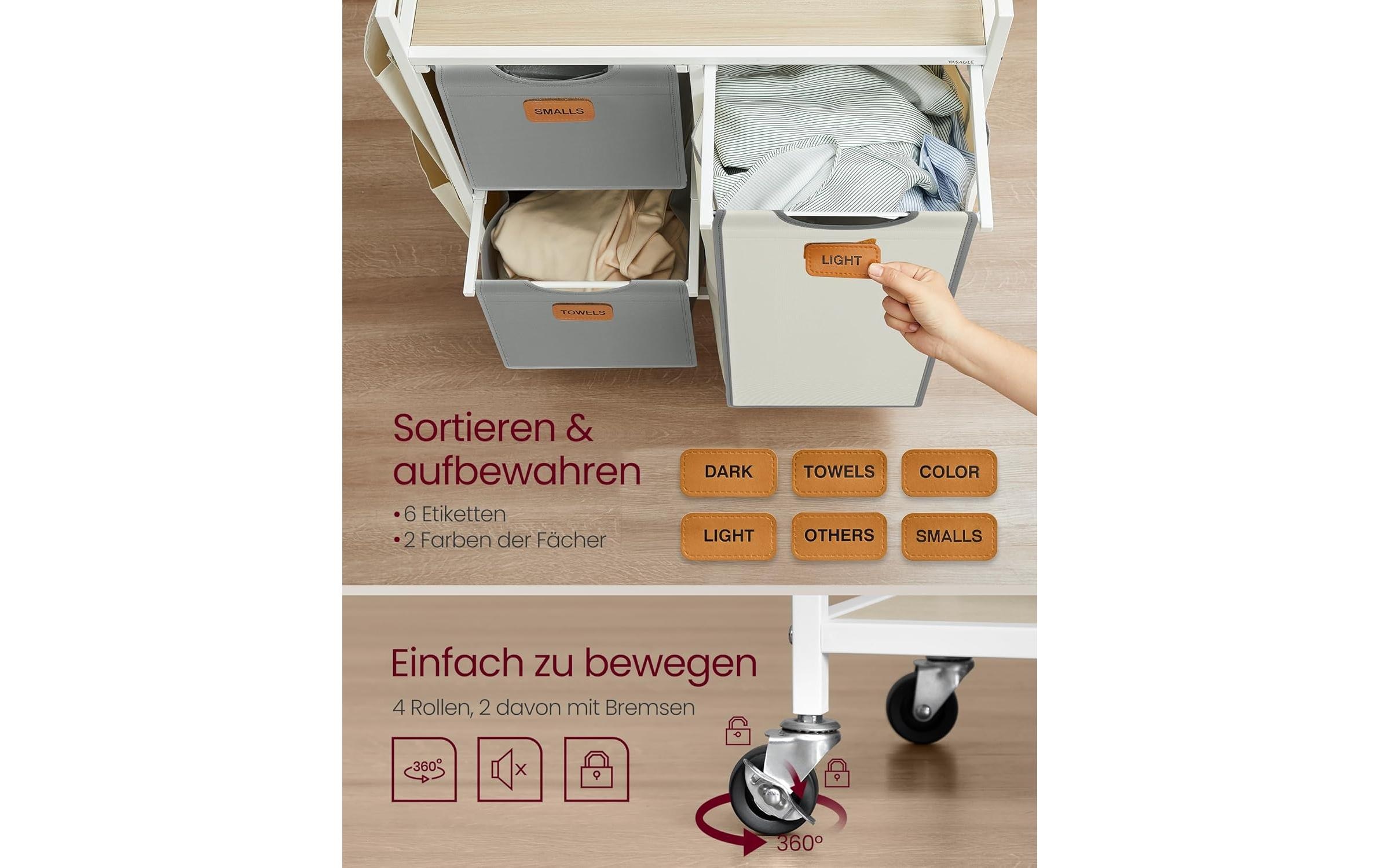 VASAGLE Wäschekorb »mit 3 Fächern 100 l«