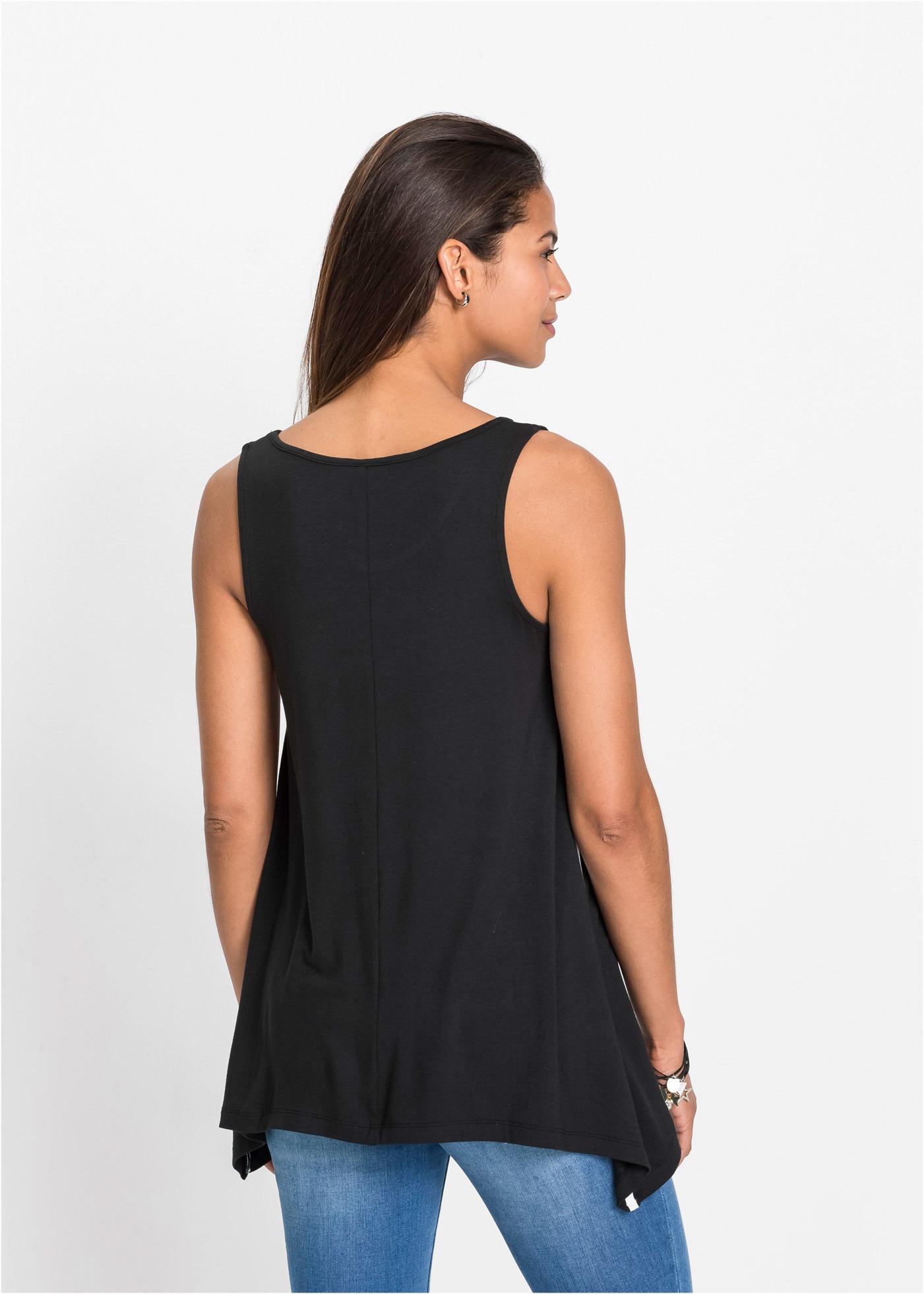 bonprix Longtop »Long-Top aus softer Viskose« ausgestellte Passform, ohne Ärmel, aus Viskose mit Elasthan