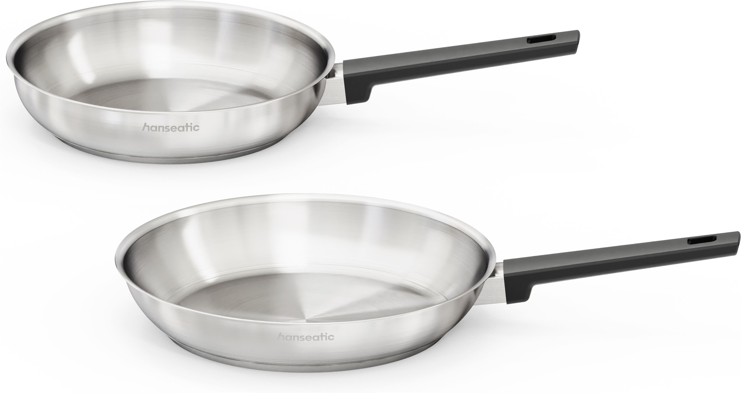 Hanseatic Pfannen-Set »SMART« Edelstahl 18/10 Set, 1x Pfanne Ø 24 cm und 28 cm, 2 tlg. ohne Beschichtung, energiesparend, für alle Herdarten, inkl. Induktion